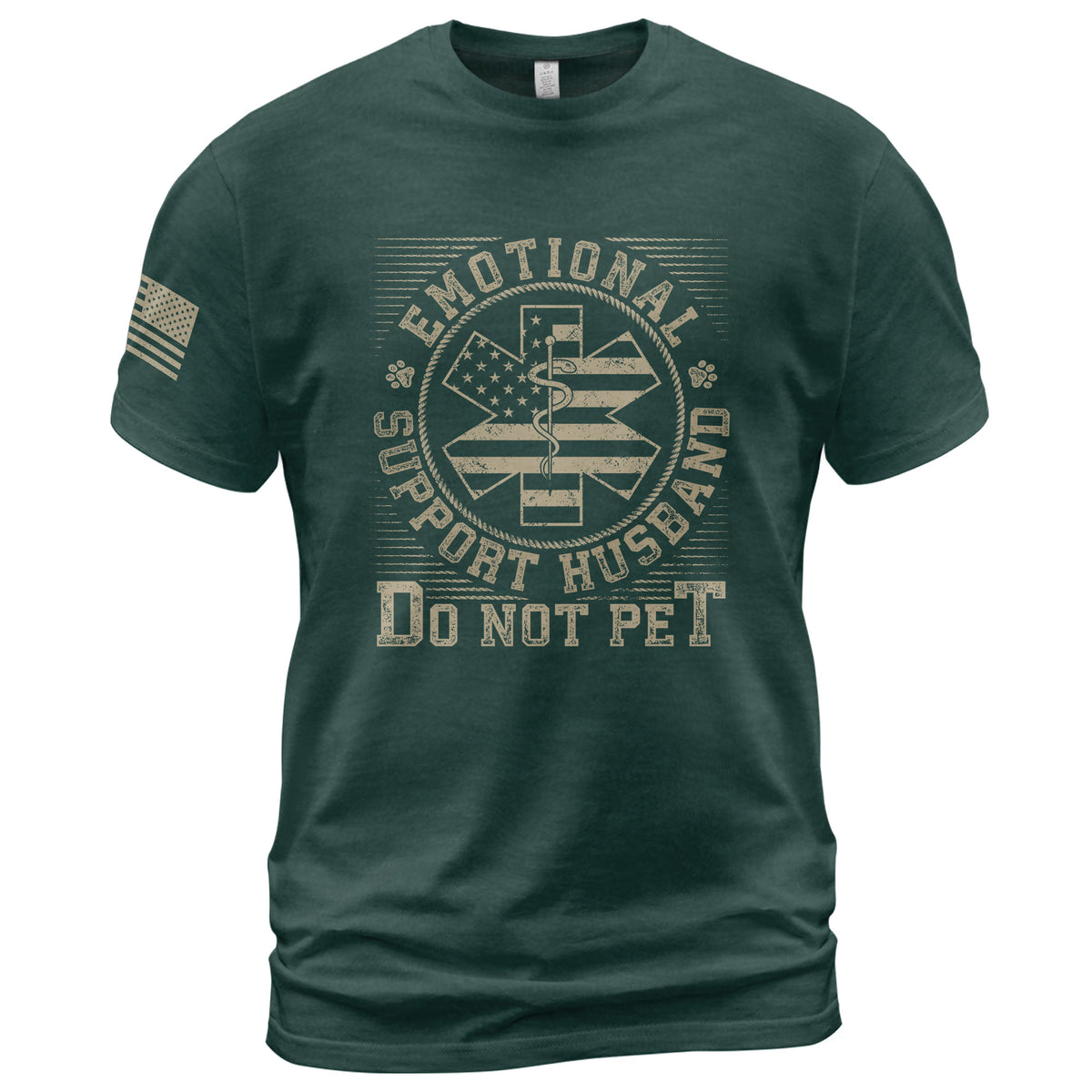 Amusing Emotional Support Husband Do Not Pet Badge Tee Shirt Cotton Apparel Top Item