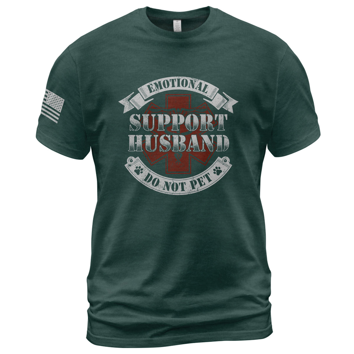 Amusing Emotional Support Husband Do Not Pet Banner Tee Shirt Cotton Apparel Top