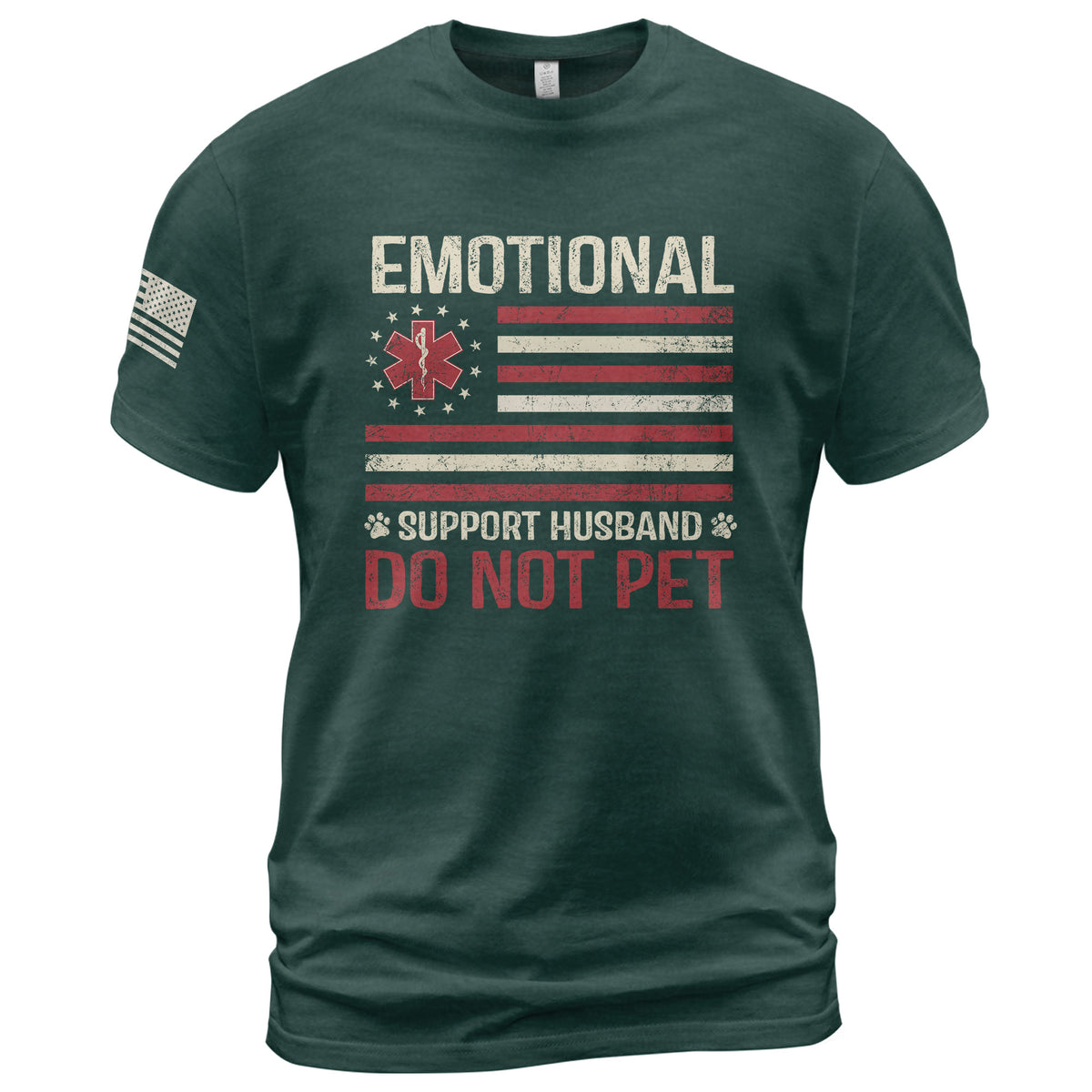 Witty Emotional Support Husband Do Not Pet Stars Stripes Tee Shirt Cotton Apparel