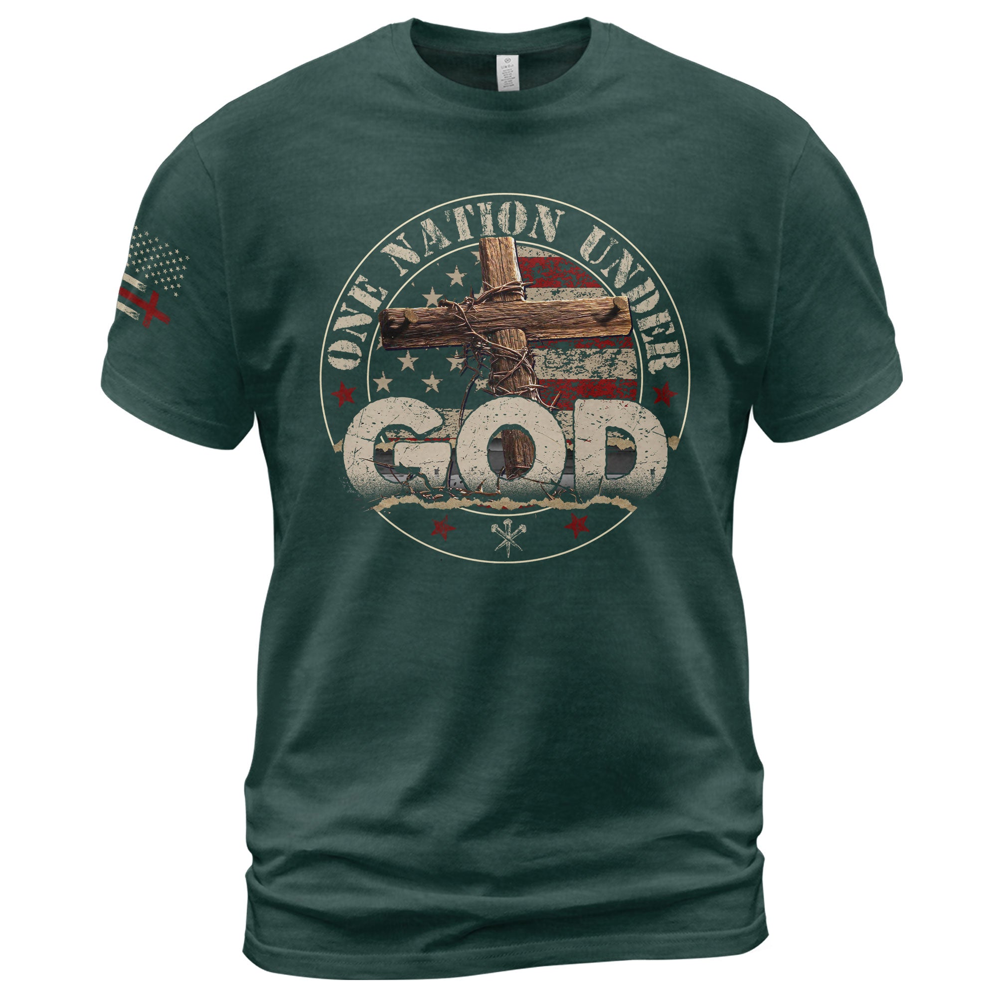 One Nation Under God Christian - Christian Shirts for Men, Faith Based Christian Tee Shirts - Rust Field Wear