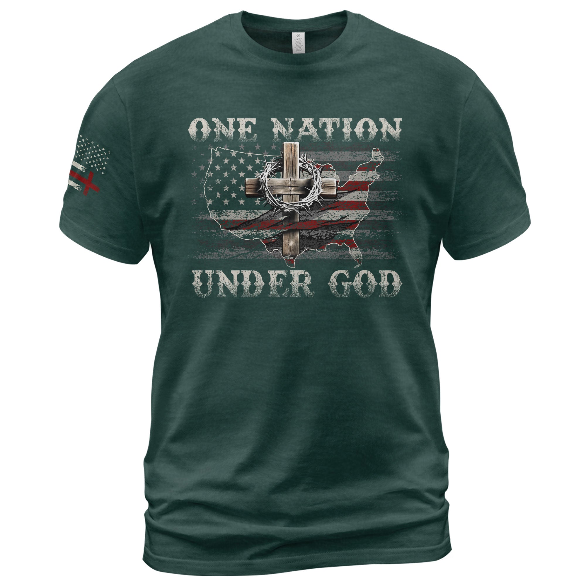 Christian Shirts for Men - One Nation Under God Christian American Flag, Christian Tee Shirts - Rust Field Wear