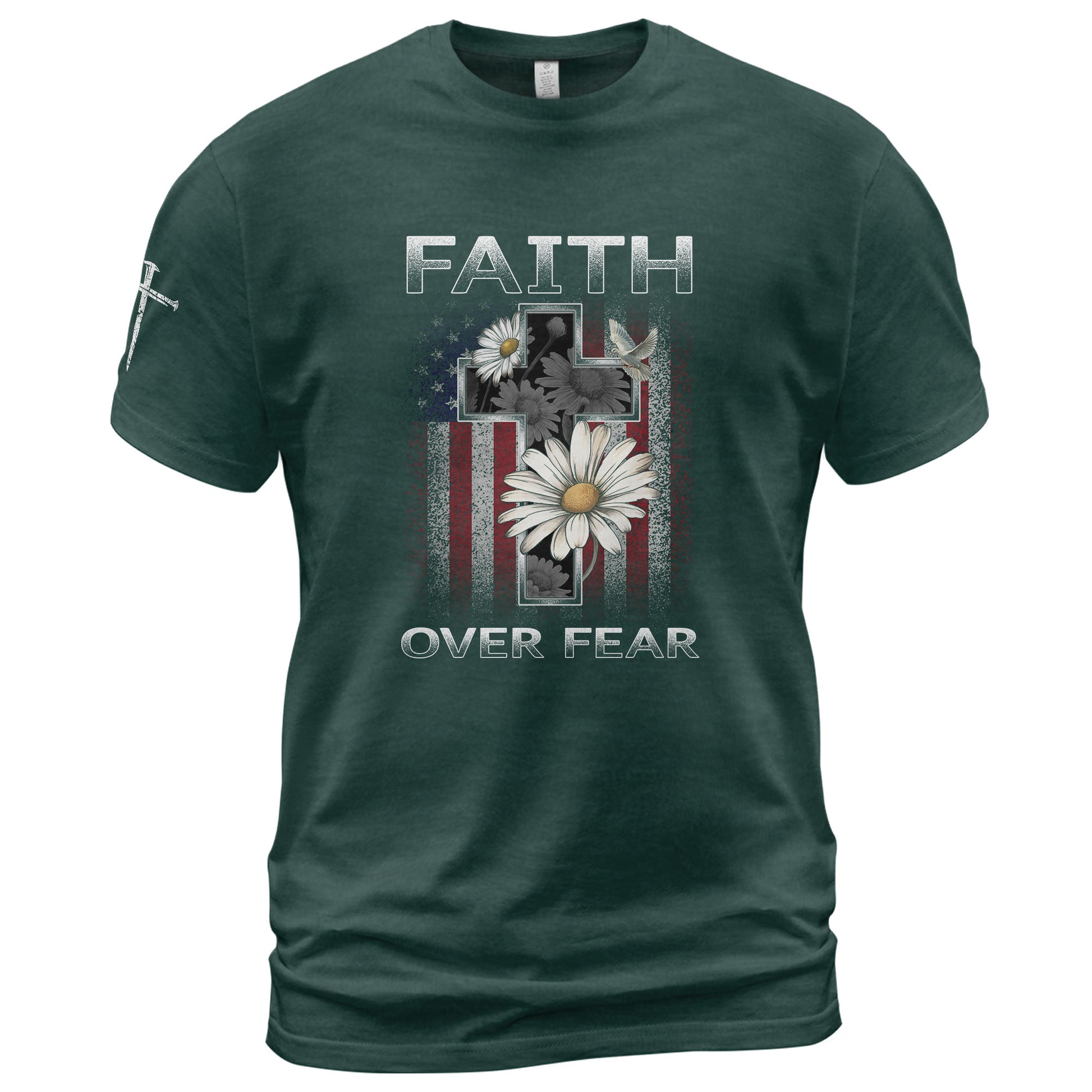 Faith Over Fear Christian Floral - Christian Tee Shirts, Christian Shirts for Men - Rust Field Wear