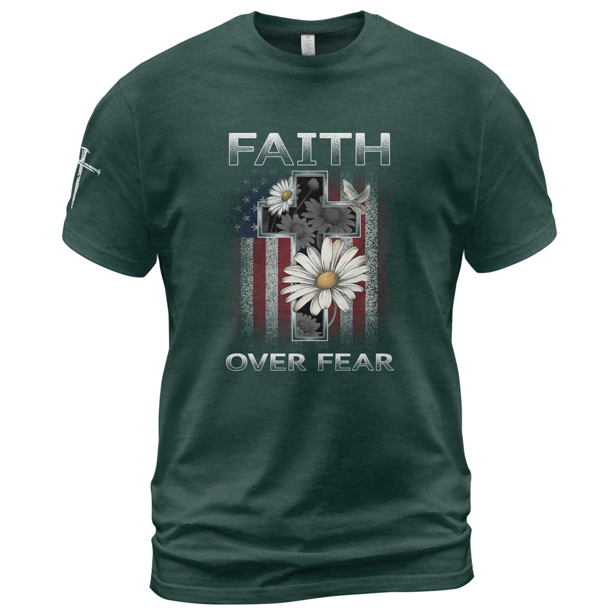 Faith Over Fear Christian Floral - Christian Tee Shirts, Christian Shirts for Men - Rust Field Wear