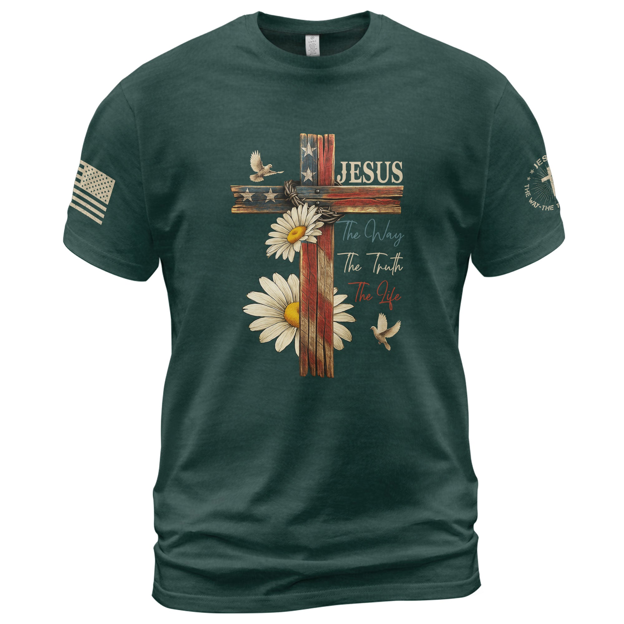 Faith Over Fear Psalm 118:6 Cross and Flag Christian Vintage - Christian Shirts for Men, Faith Based Christian Tee Shirts - Rust Field Wear