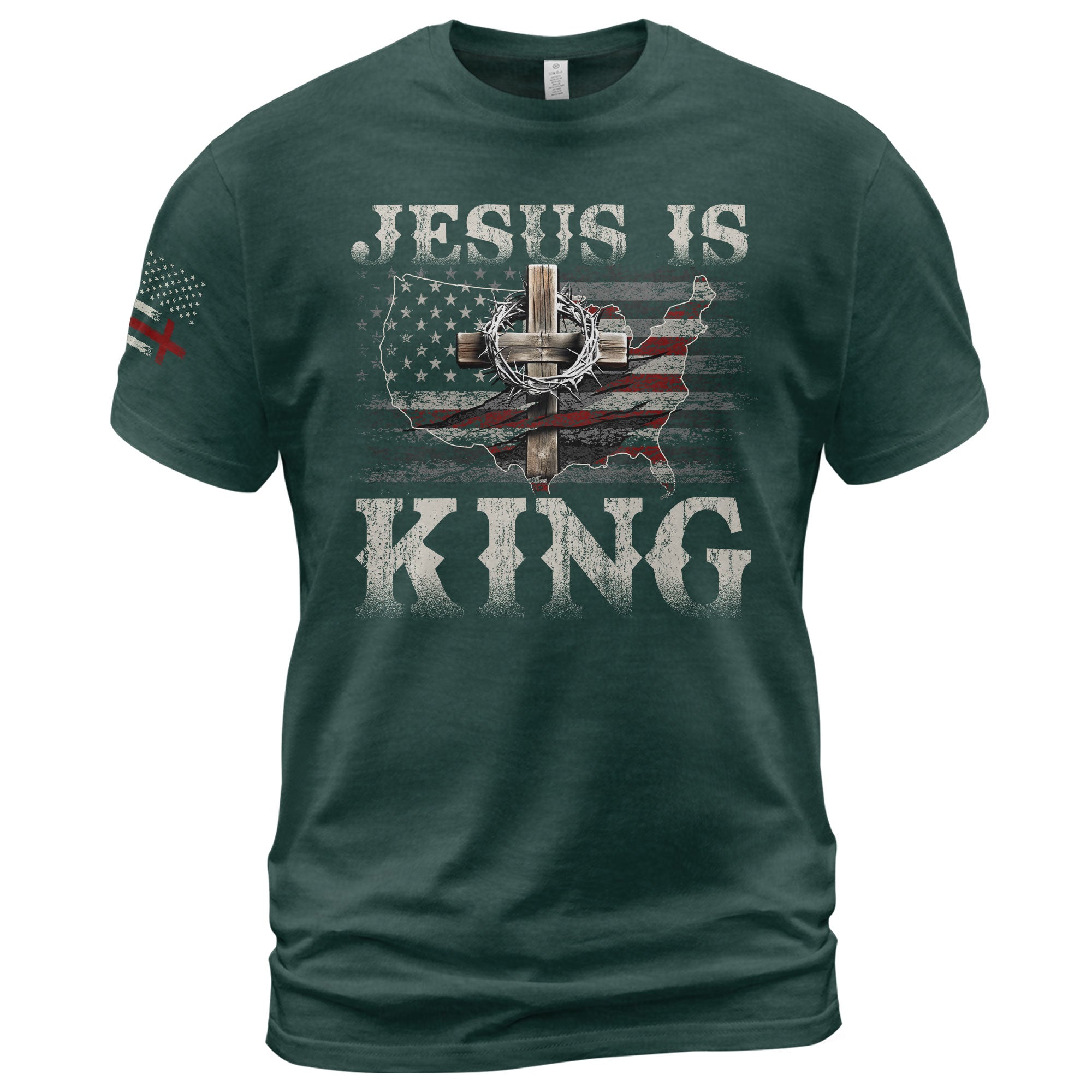 Christian Shirts for Men, Jesus Is King Crown Him with Every Step - Christian Tee Shirts - Rust Field Wear