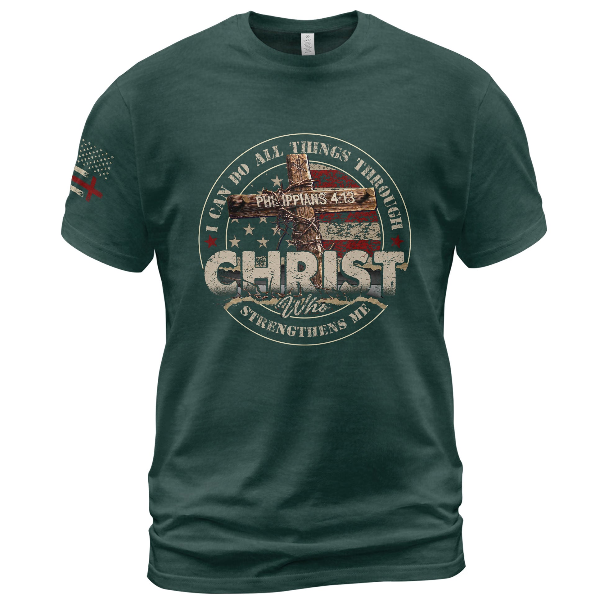 Faith Based Christian Tee Shirts, Christ I Can Do All Things Through Him (Philippians 4:13) - Christian Shirts for Men - Rust Field Wear