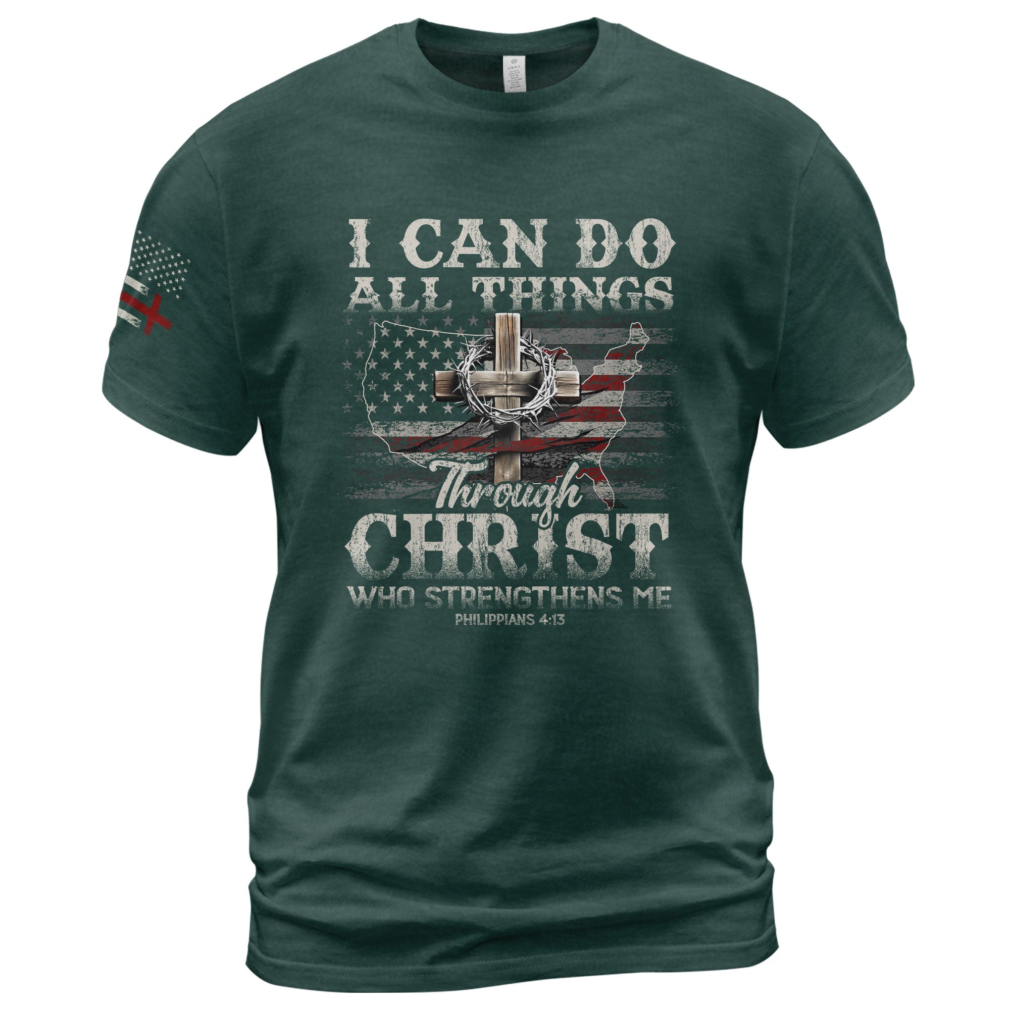 Christian Shirts for Men, I Can Do All Things Philippians 4:13 USA Christian - Christian Tee Shirts - Rust Field Wear