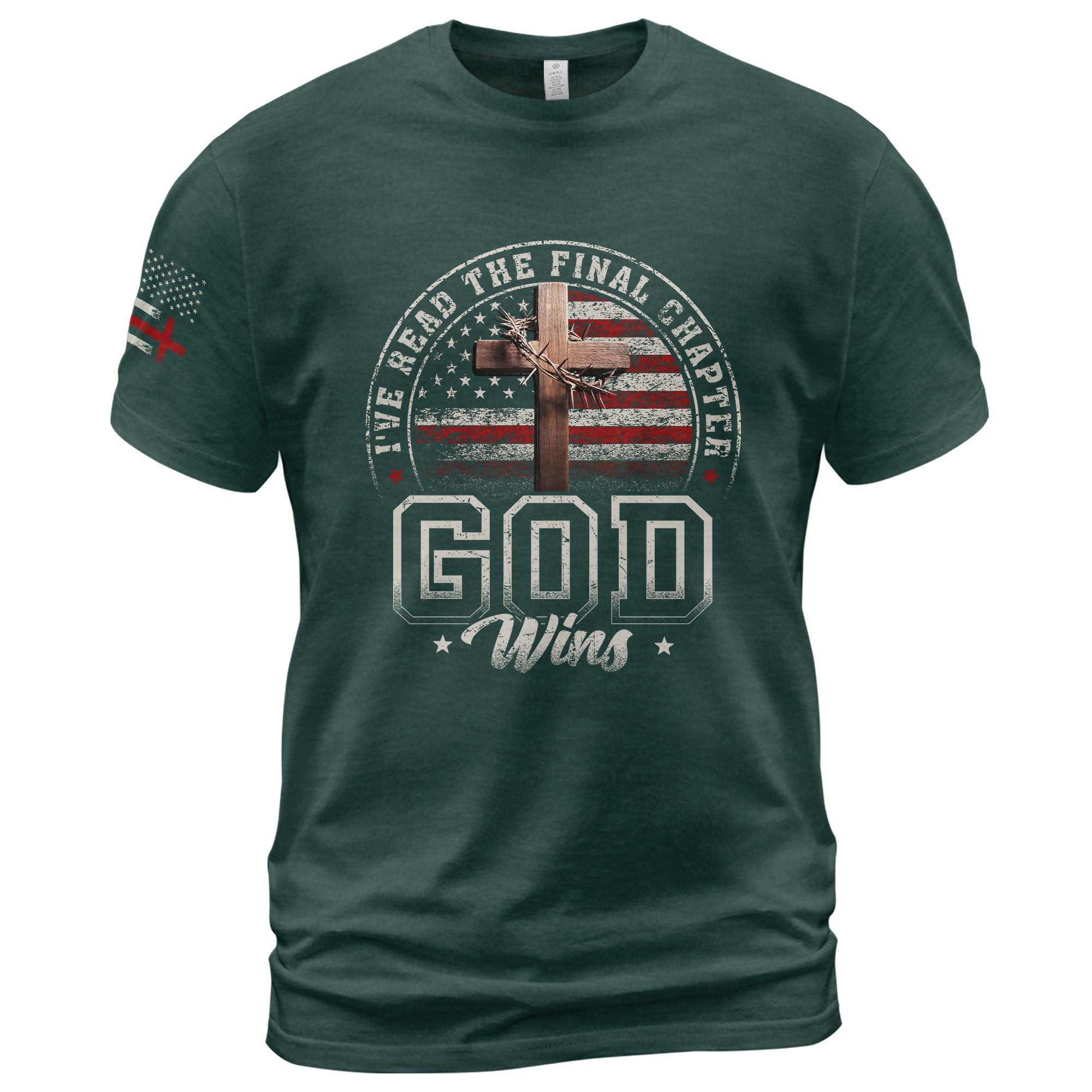 I've Read the Final Chapter God Wins American Flag Cross Christian - Christian Tee Shirts, Christian Shirts for Men - Rust Field Wear