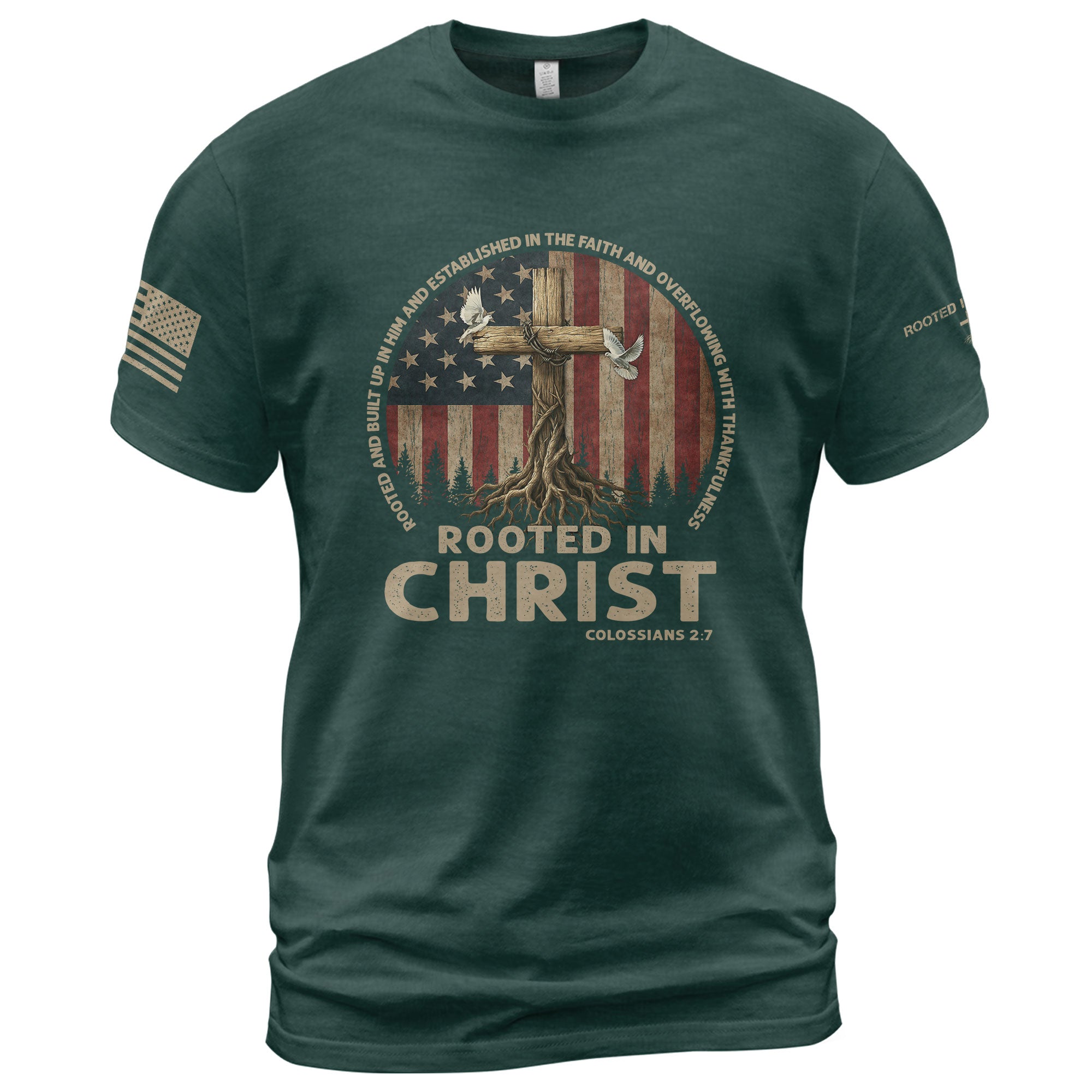 Christian Shirts for Men, Rooted in Christ Colossians 2:7 Christian - Christian Tee Shirts - Rust Field Wear