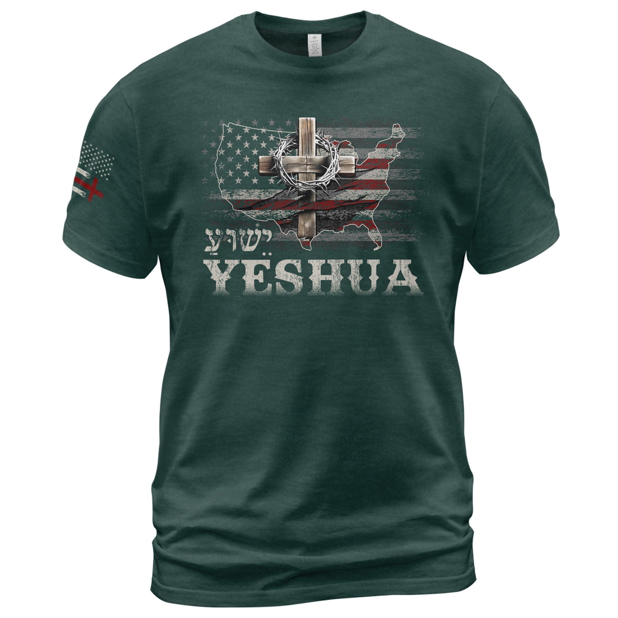 Yeshua Crown of Thorns Map, Christian Shirts for Men - Christian Tee Shirts - Rust Field Wear