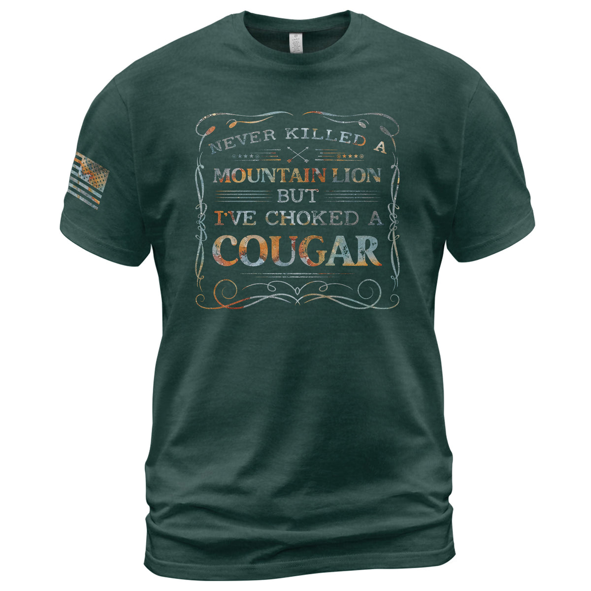 Never Killed A Mountain Lion But Ive Choked A Cougar Vintage Western Graphic T-Shirt Tee