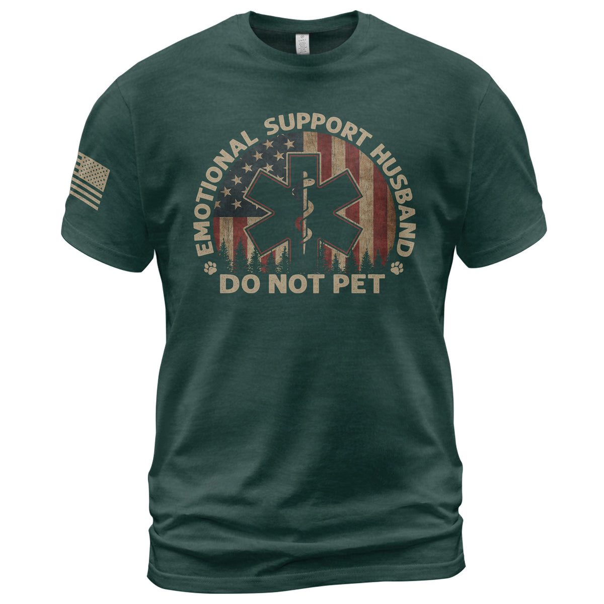 Emotional Support Husband Do Not Pet Humorous Star Graphic Tee Shirt Cotton Apparel