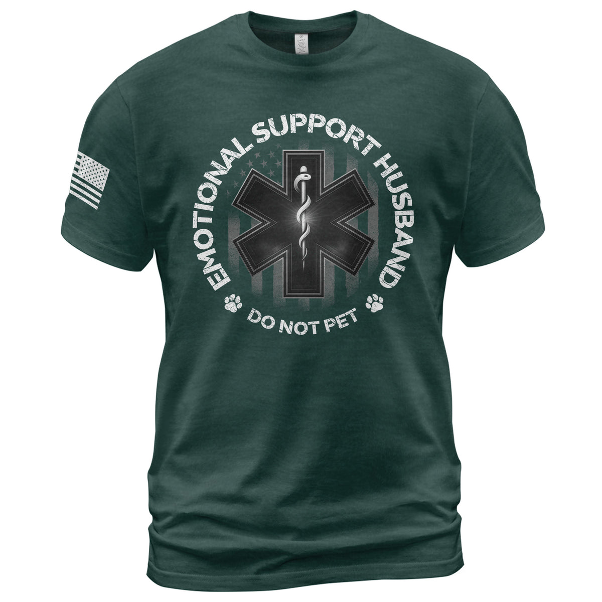 Emotional Support Husband Do Not Pet Comical Emblem Tee Shirt Casual Cotton Gear
