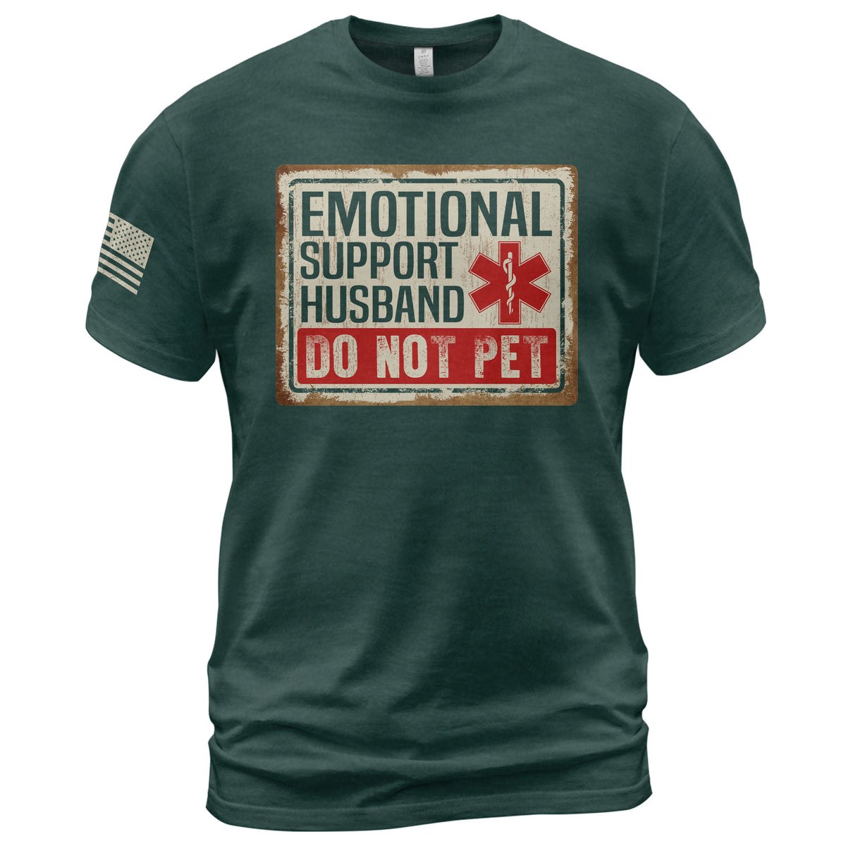 Emotional Support Husband Do Not Pet Sign Board Graphic Tee Shirt Casual Cotton Top