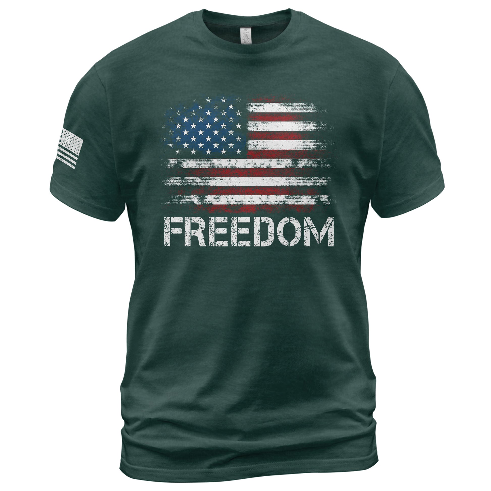 Freedom Shirts for Men, Freedom Distressed American Flag Bold Patriotic - Patriotic T Shirts - Rust Field Wear
