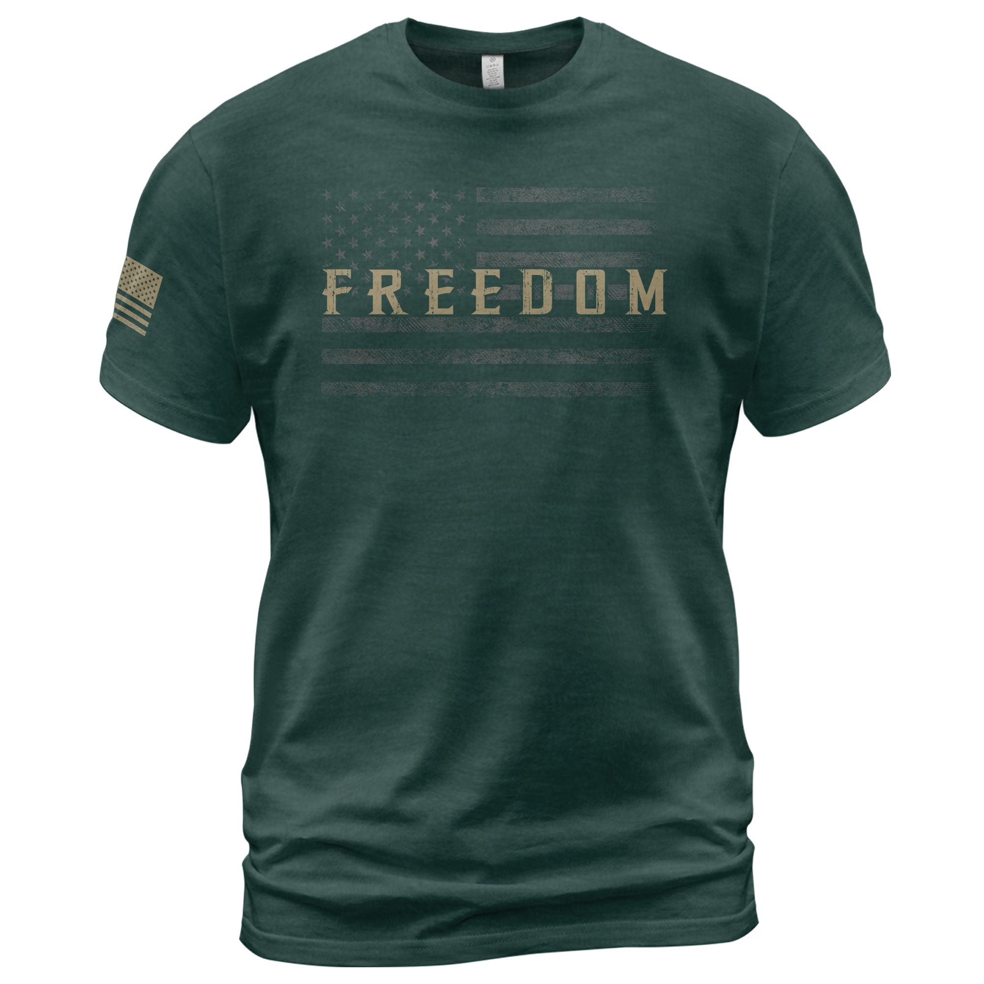 Freedom Distressed American Flag Military Style, Patriotic T Shirts - Freedom Shirts for Men - Rust Field Wear