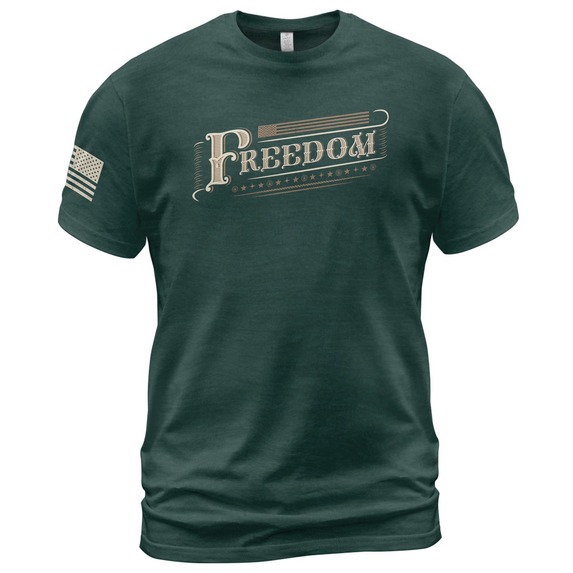 Vintage 'Freedom' Script - Freedom T Shirt, Patriotic Shirts for Men - Rust Field Wear