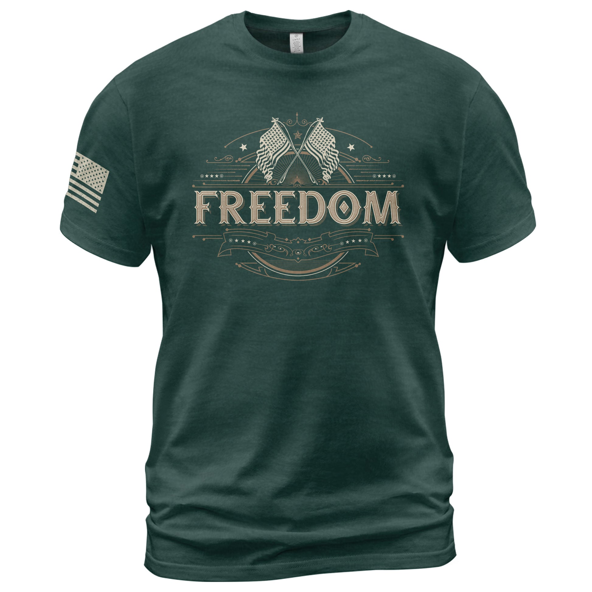 Freedom T Shirt, Freedom Heritage Patriotic American Flag Tribute - Freedom Shirts for Men - Rust Field Wear
