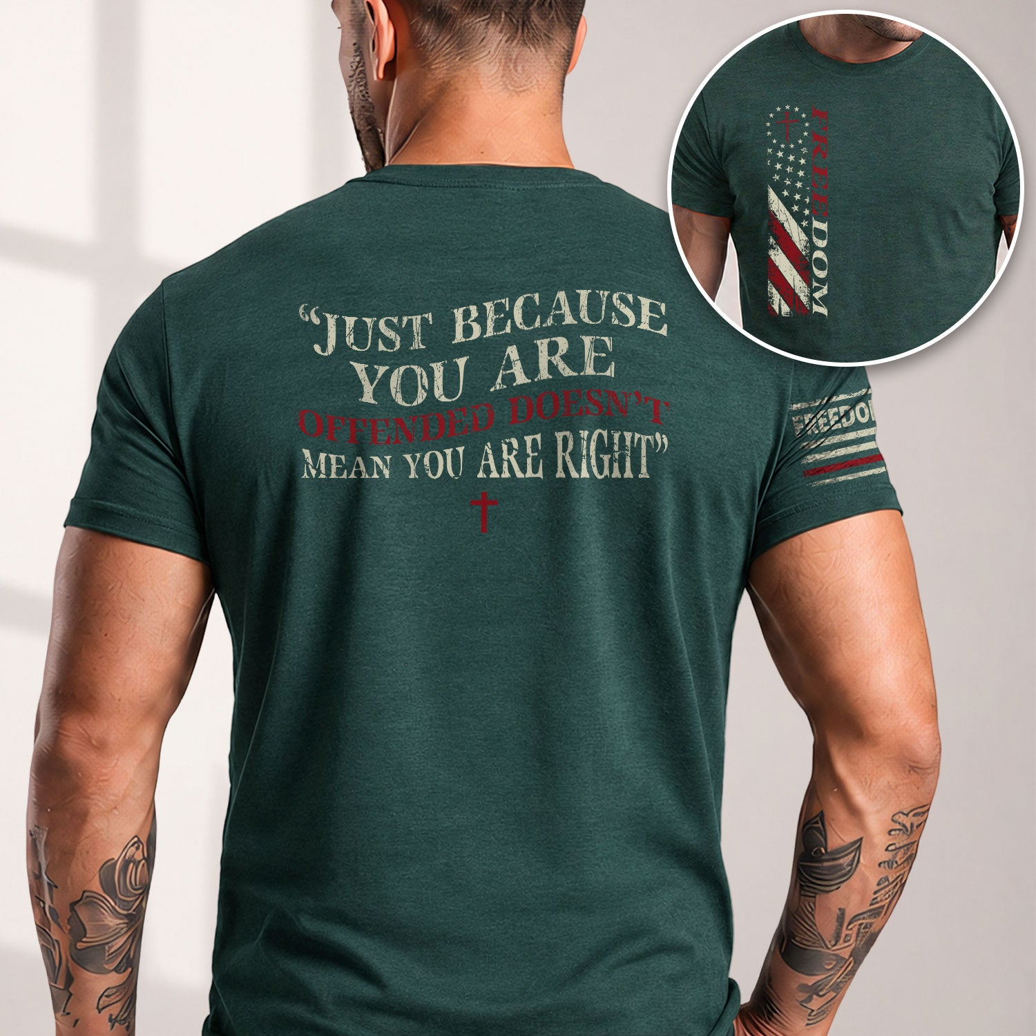 Freedom Memorial Patriotic American Flag and Bold Quote - Freedom T Shirt, Patriotic Shirts for Men - Rust Field Wear