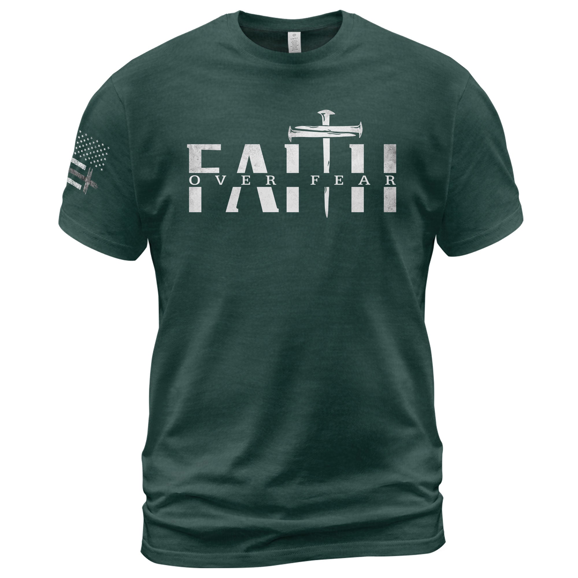 Christian Shirts for Men, Faith Over Fear Sword Cross - Christian Tee Shirts - Rust Field Wear