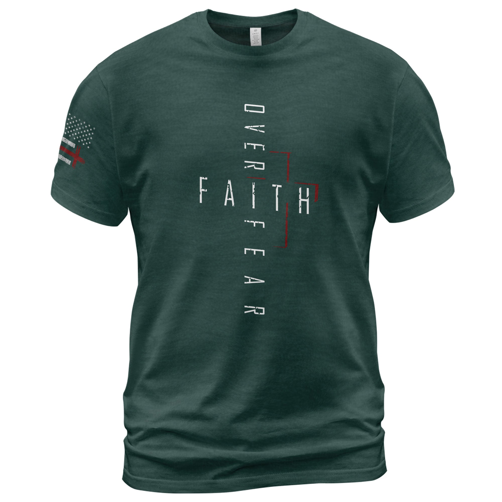 Faith Over Fear Vertical Cross Modern Design, Christian Tee Shirts - Faith Shirts for Men - Rust Field Wear