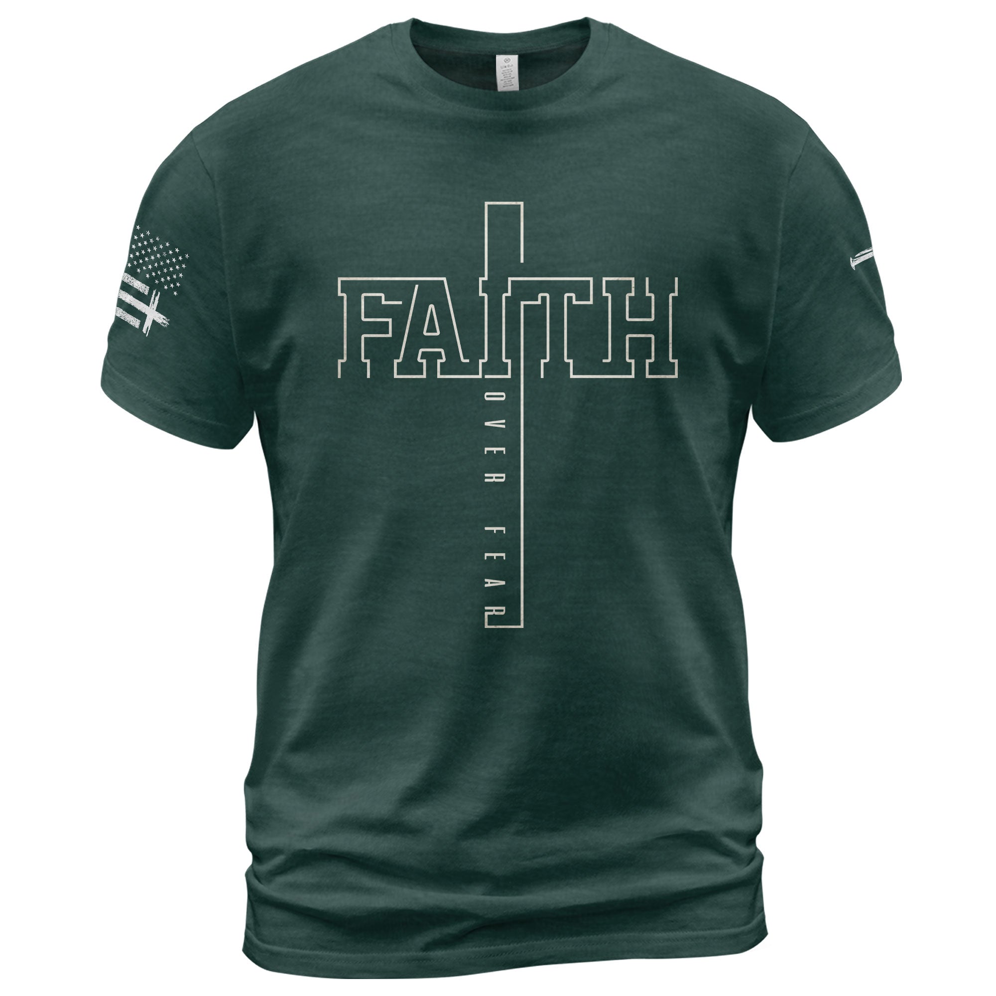 Christian Shirts for Men - Faith Over Fear Bold Cross Typography, Christian Tee Shirts - Rust Field Wear