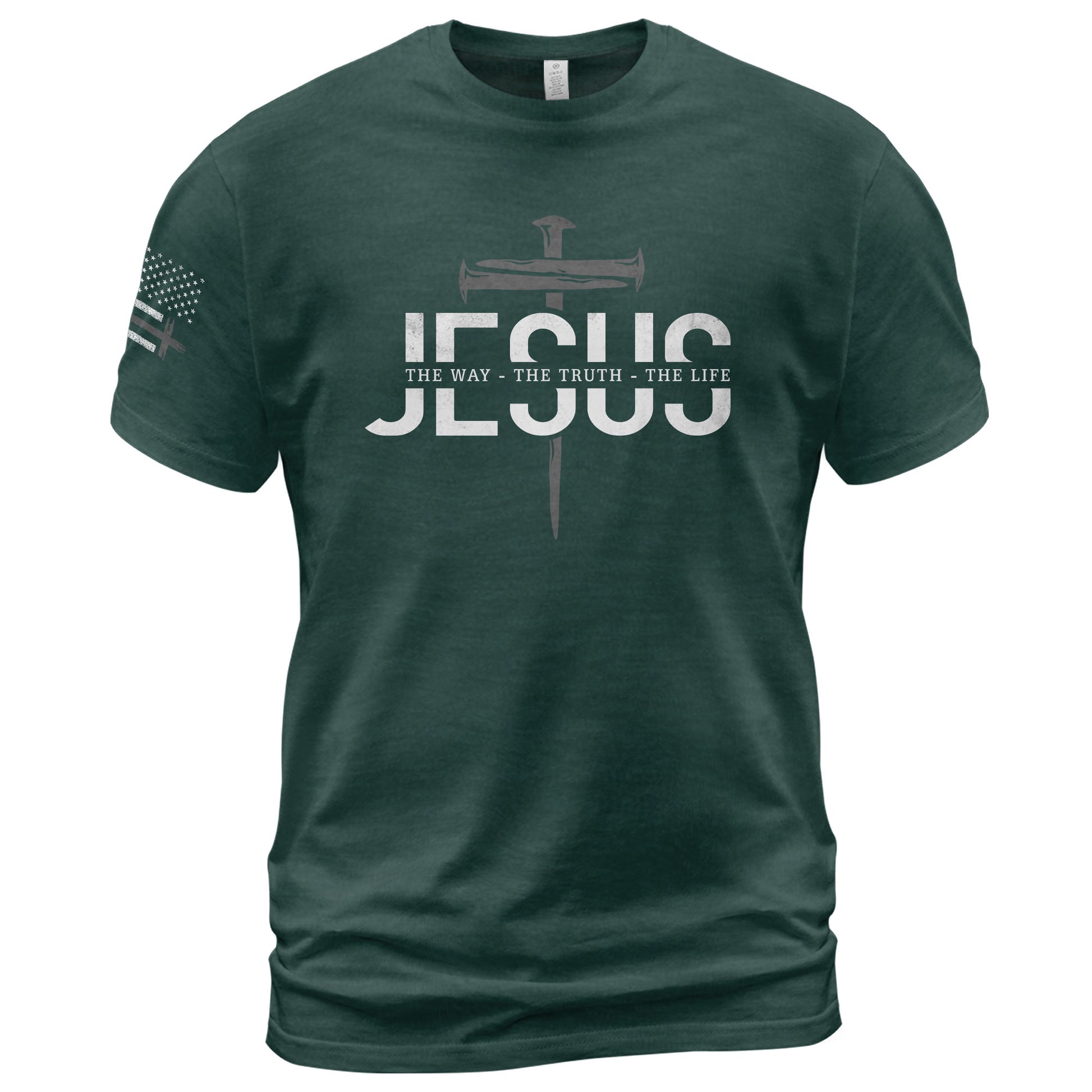 Jesus The Way The Truth The Life Christian Cross Nail Design, Christian Tee Shirts - Faith Shirts for Men - Rust Field Wear