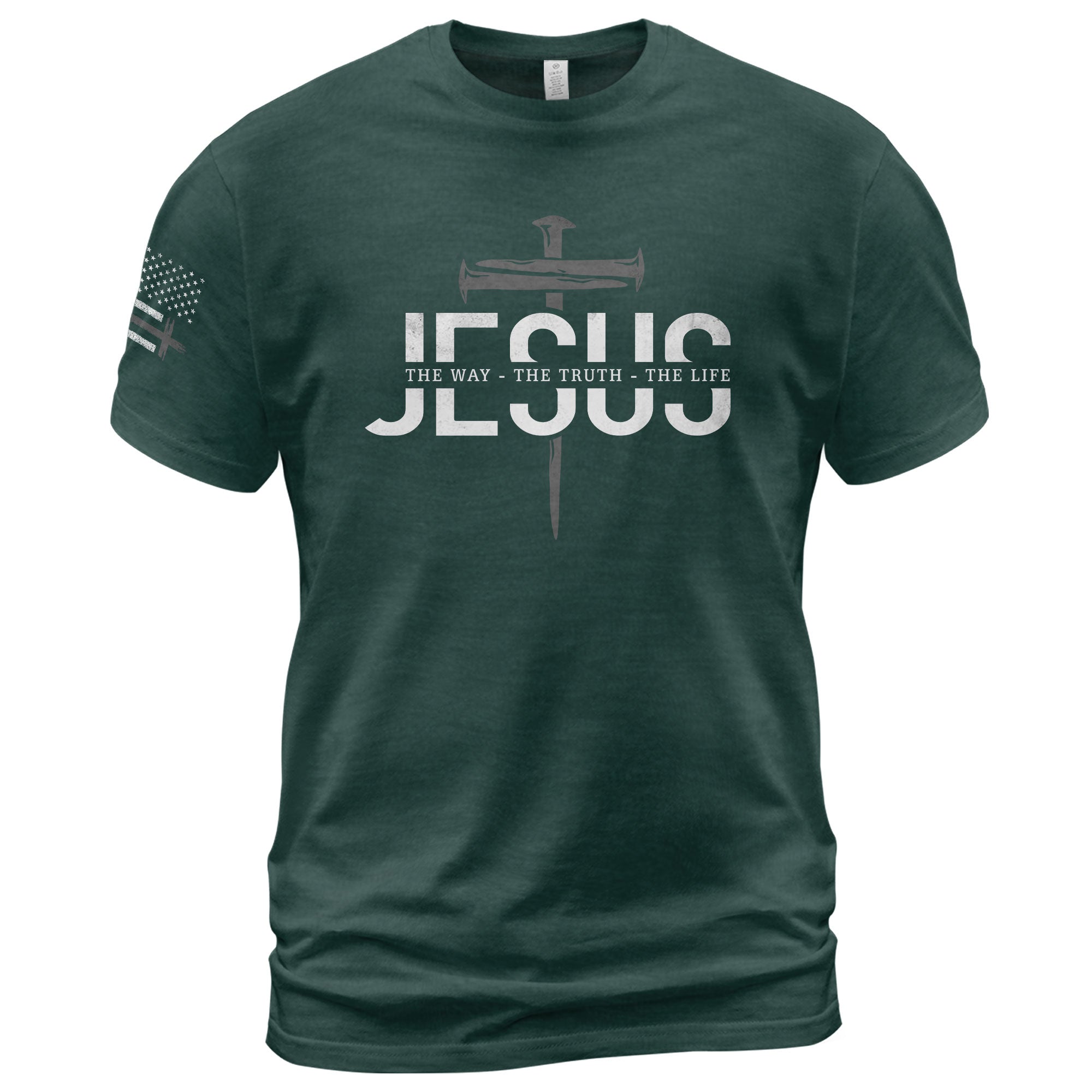 Jesus The Way The Truth The Life Christian Cross Nail Design, Christian Tee Shirts - Faith Shirts for Men - Rust Field Wear