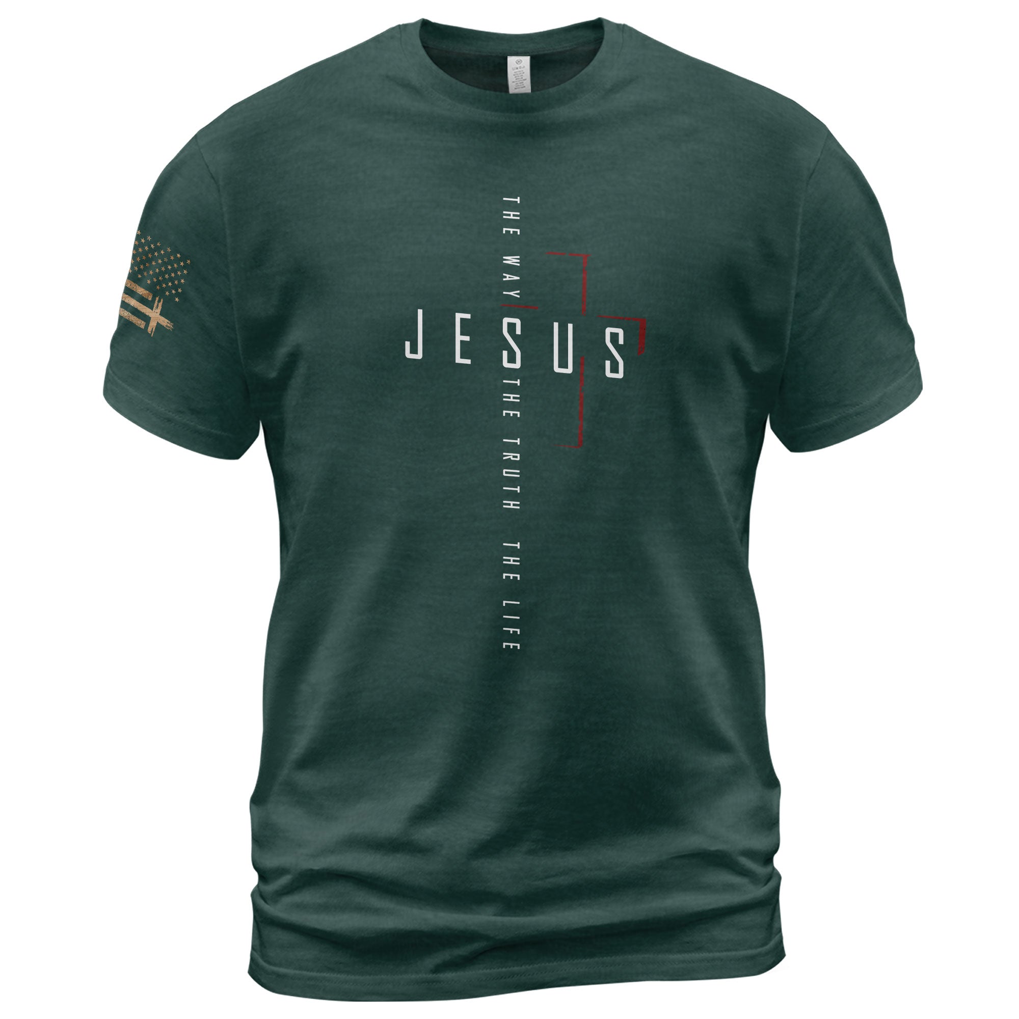 Faith Based Christian Tee Shirts, Jesus Cross The Way The Truth The Life Christian - Christian Shirts for Men - Rust Field Wear