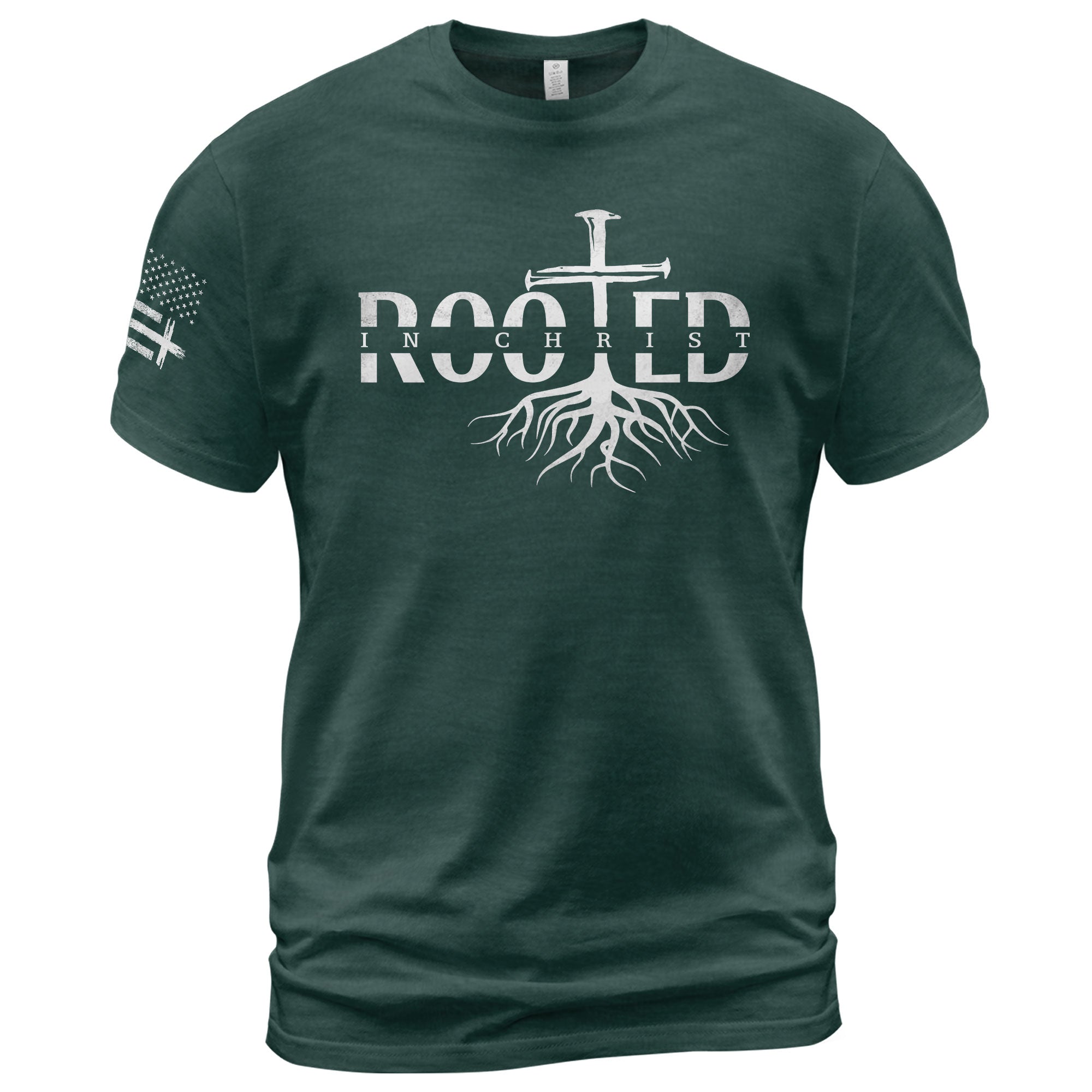 Rooted In Christ Cross Roots Christian, Christian Shirts for Men - Christian Tee Shirts - Rust Field Wear