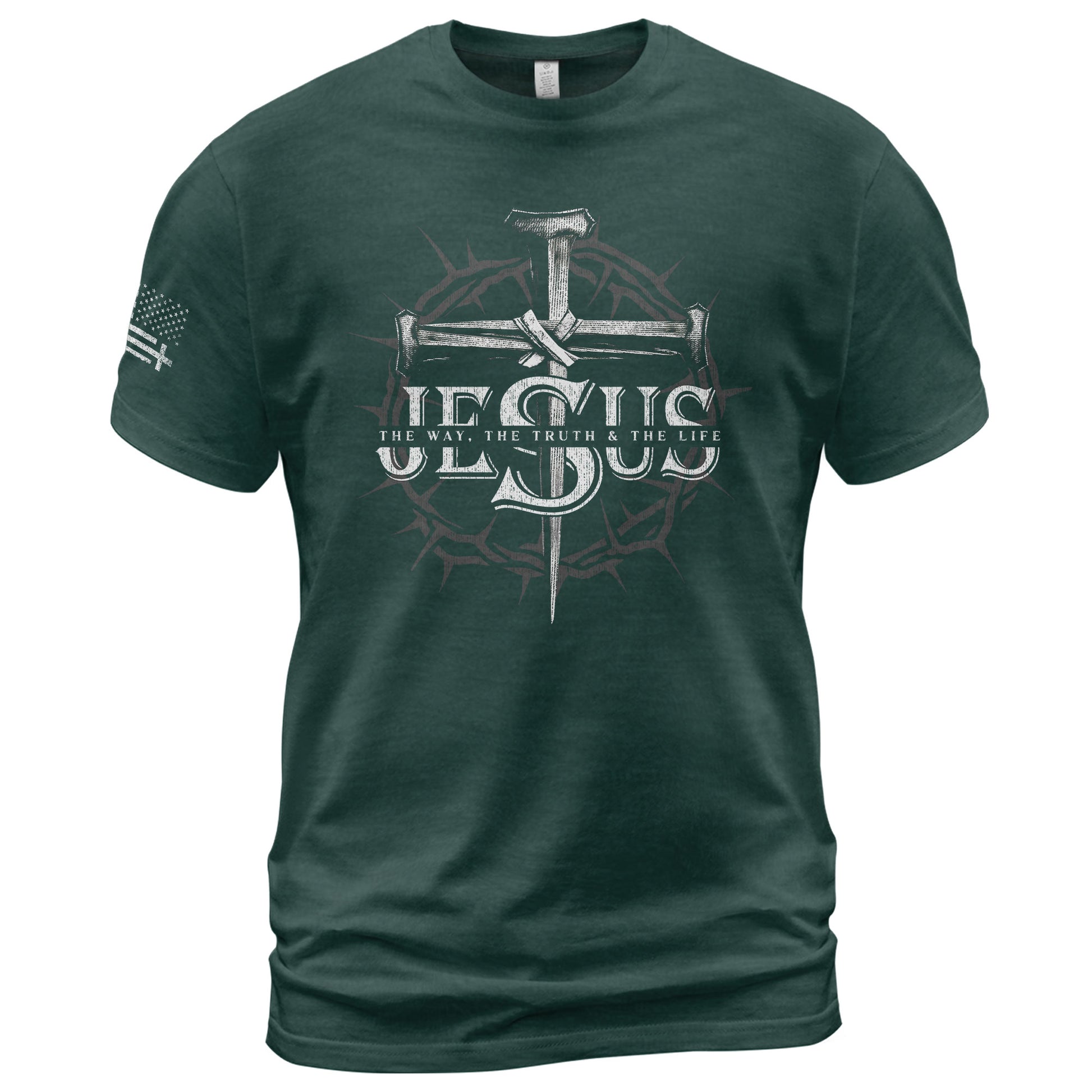 Jesus The Way The Truth The Life Nail Cross Crown Christian - Christian Shirts for Men, Faith Based Christian Tee Shirts - Rust Field Wear