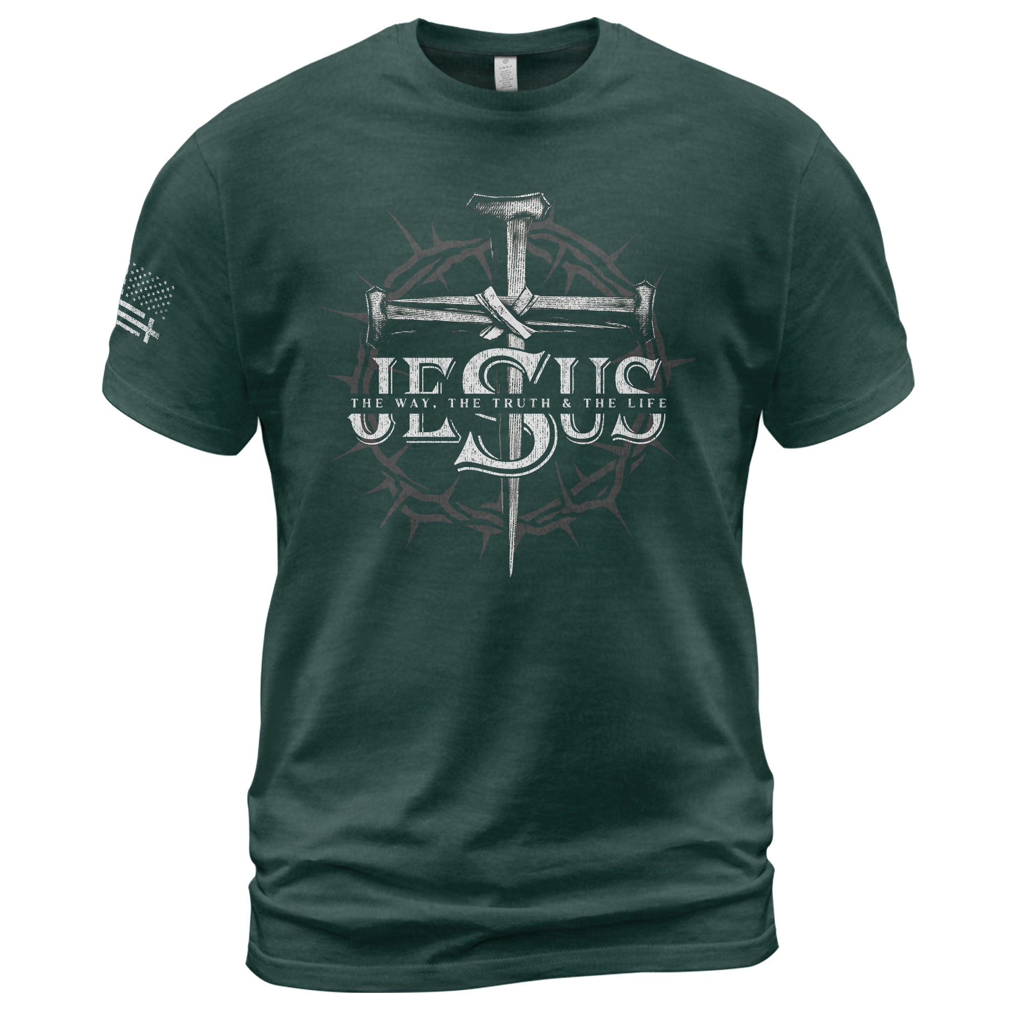 Jesus The Way The Truth The Life Nail Cross Crown Christian - Christian Shirts for Men, Faith Based Christian Tee Shirts - Rust Field Wear
