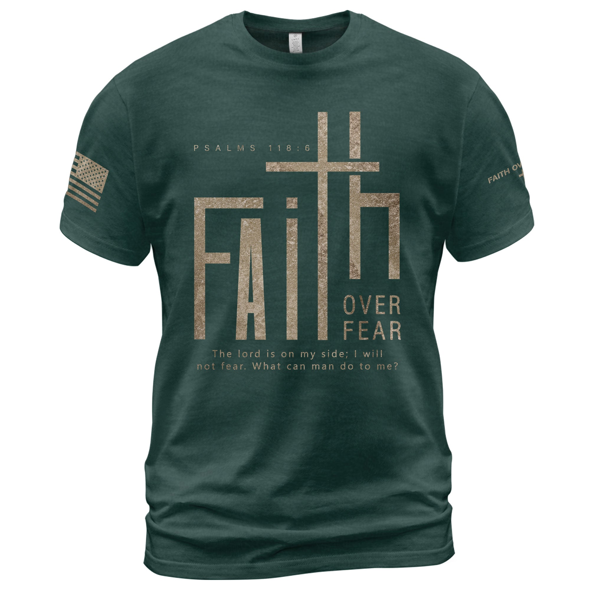Minimal Faith Over Fear Psalms 118:6 Cross Christian - Christian Tee Shirts, Christian Shirts for Men - Rust Field Wear