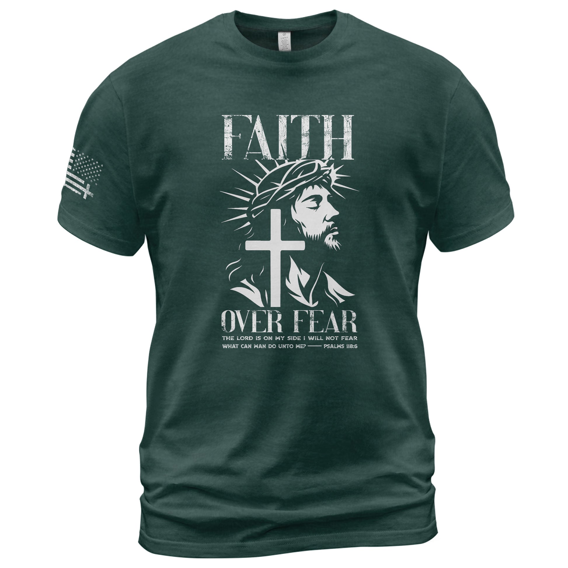 Faith Over Fear Christian Jesus Cross Psalms 118:6 Design - Christian Shirts for Men, Faith Based Christian Tee Shirts - Rust Field Wear