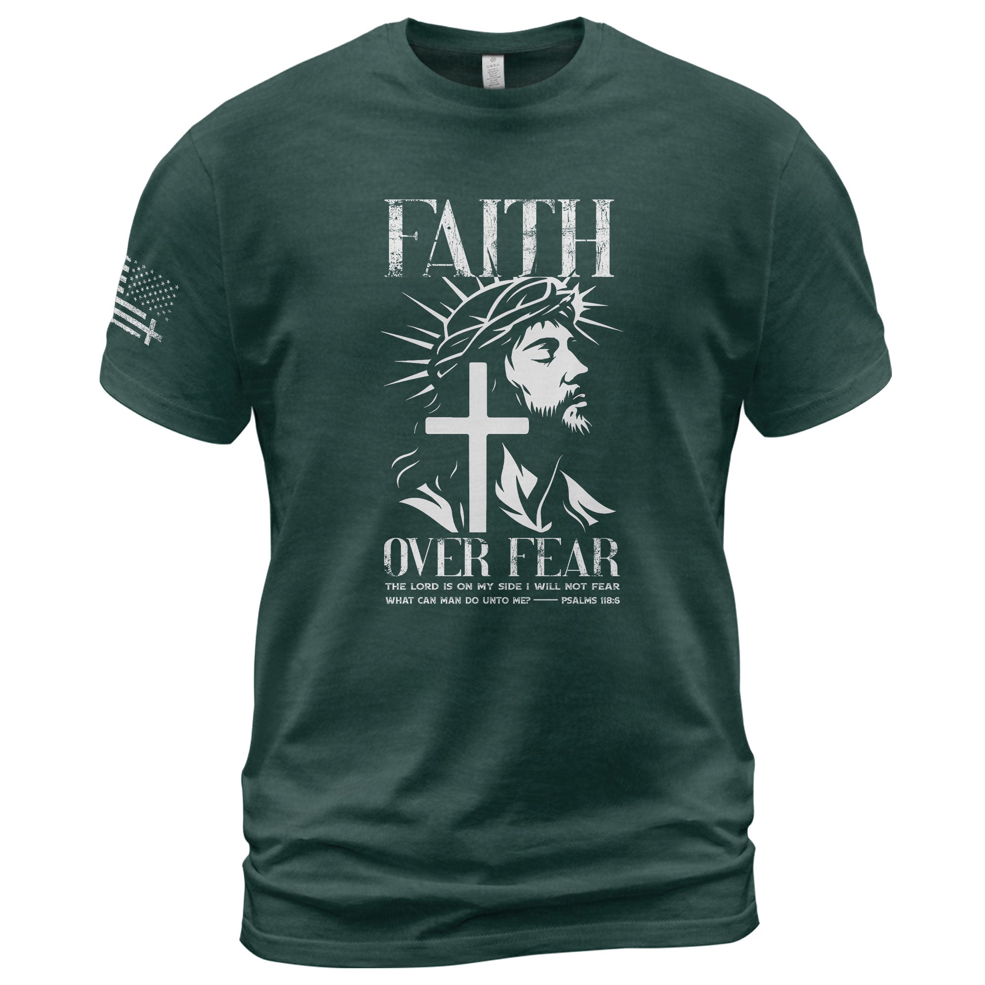 Faith Over Fear Christian Jesus Cross Psalms 118:6 Design - Christian Shirts for Men, Faith Based Christian Tee Shirts - Rust Field Wear