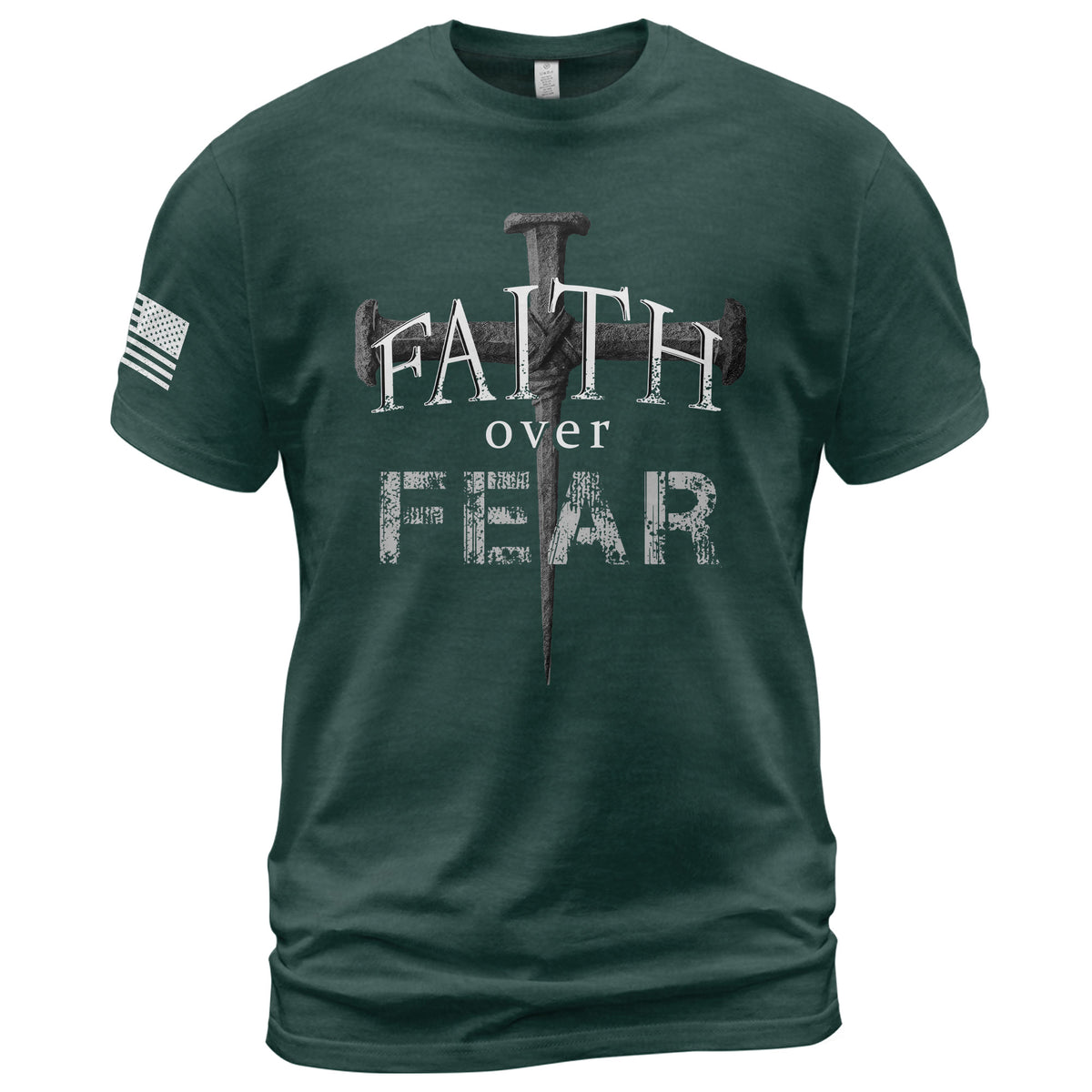 Faith Over Fear Christian Nail Cross Patriotic Religious Jesus Shirt - Rust Field Wear