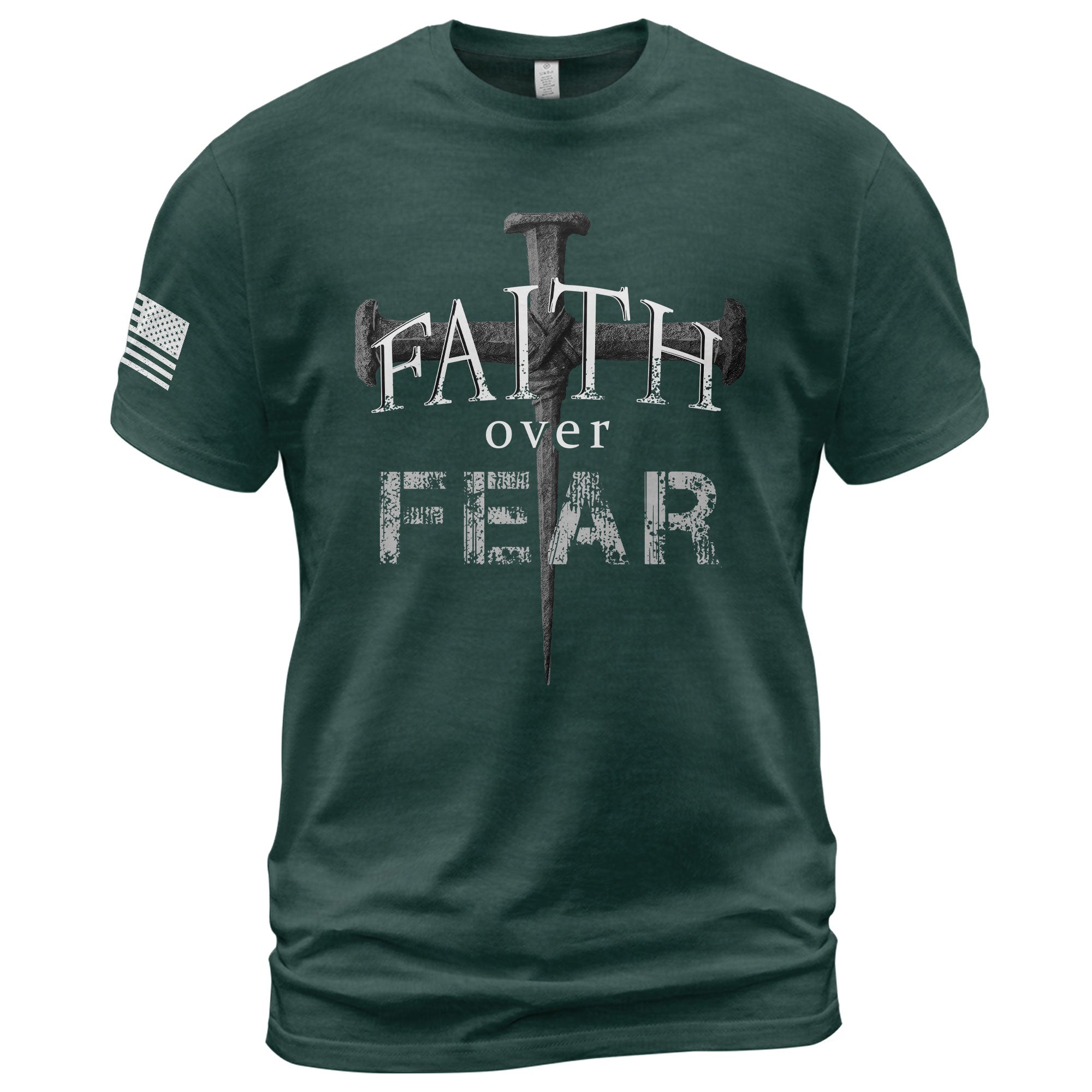 Faith Over Fear Christian Nail Cross Patriotic Religious Jesus Shirt - Rust Field Wear