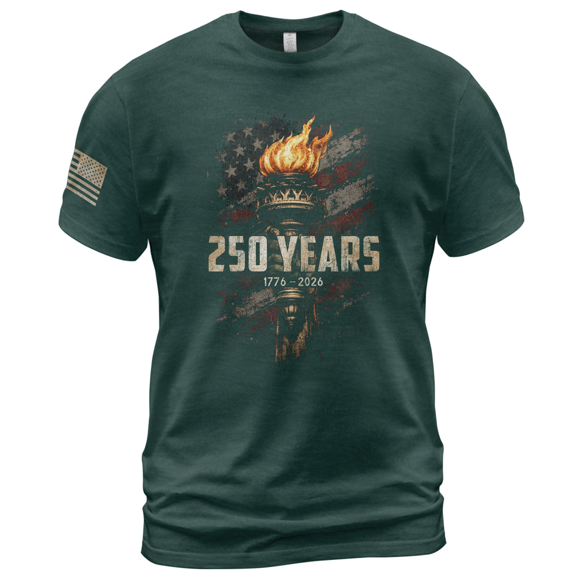 USA 250th Anniversary Shirt 1776-2026 American Flag Liberty Torch Patriotic for Men - Rust Field Wear