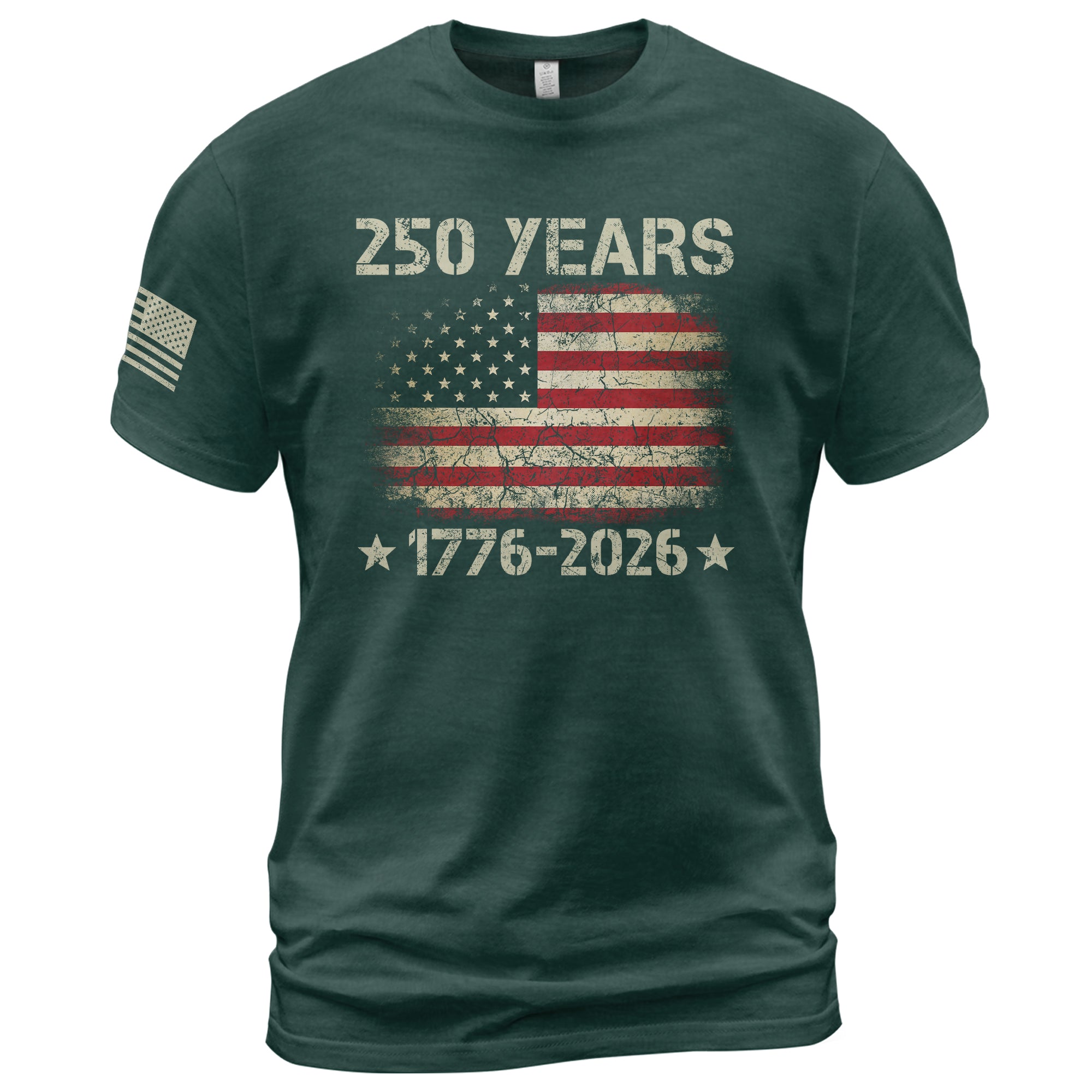 250 Years American Independence T-Shirt 1776–2026 – Vintage USA Flag Patriotic Shirt - Rust Field Wear