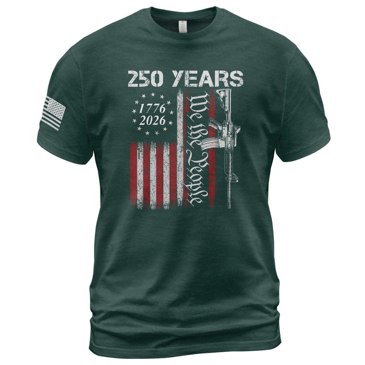250 Years We The People T-Shirt – Vintage USA Flag 1776–2026 Independence Tee - Rust Field Wear