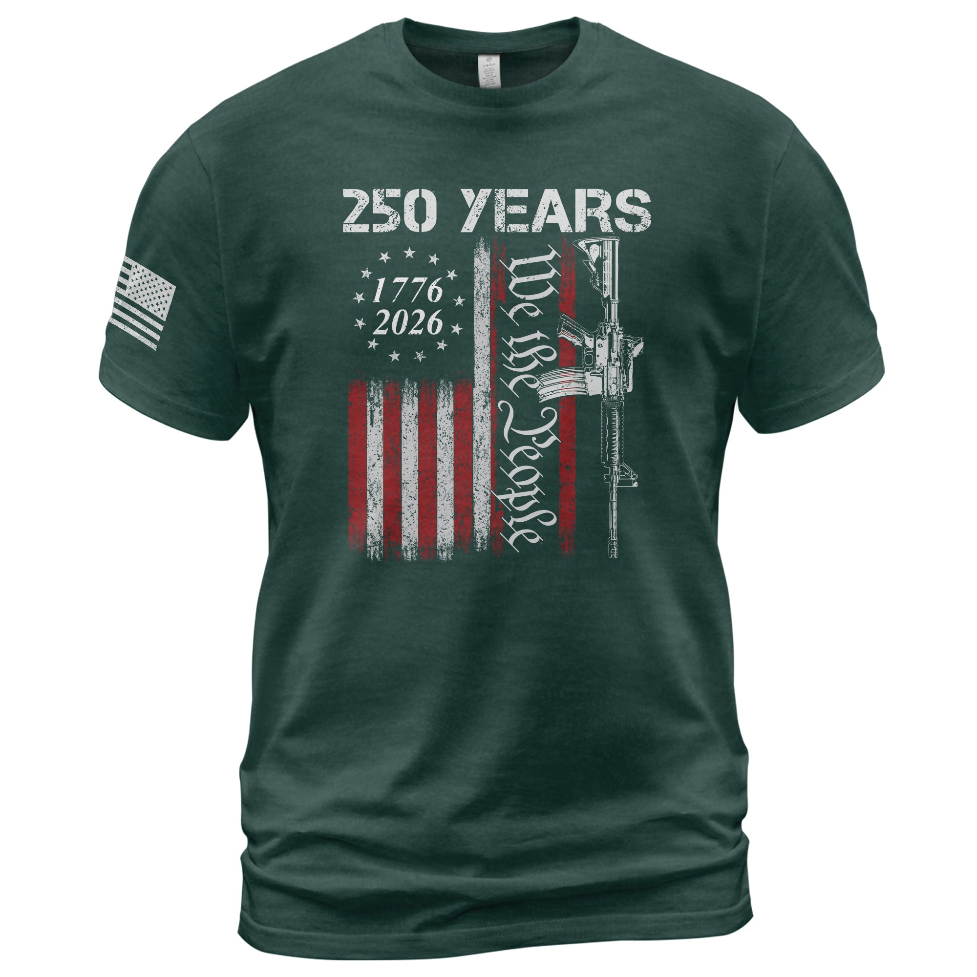 250 Years We The People T-Shirt – Vintage USA Flag 1776–2026 Independence Tee - Rust Field Wear