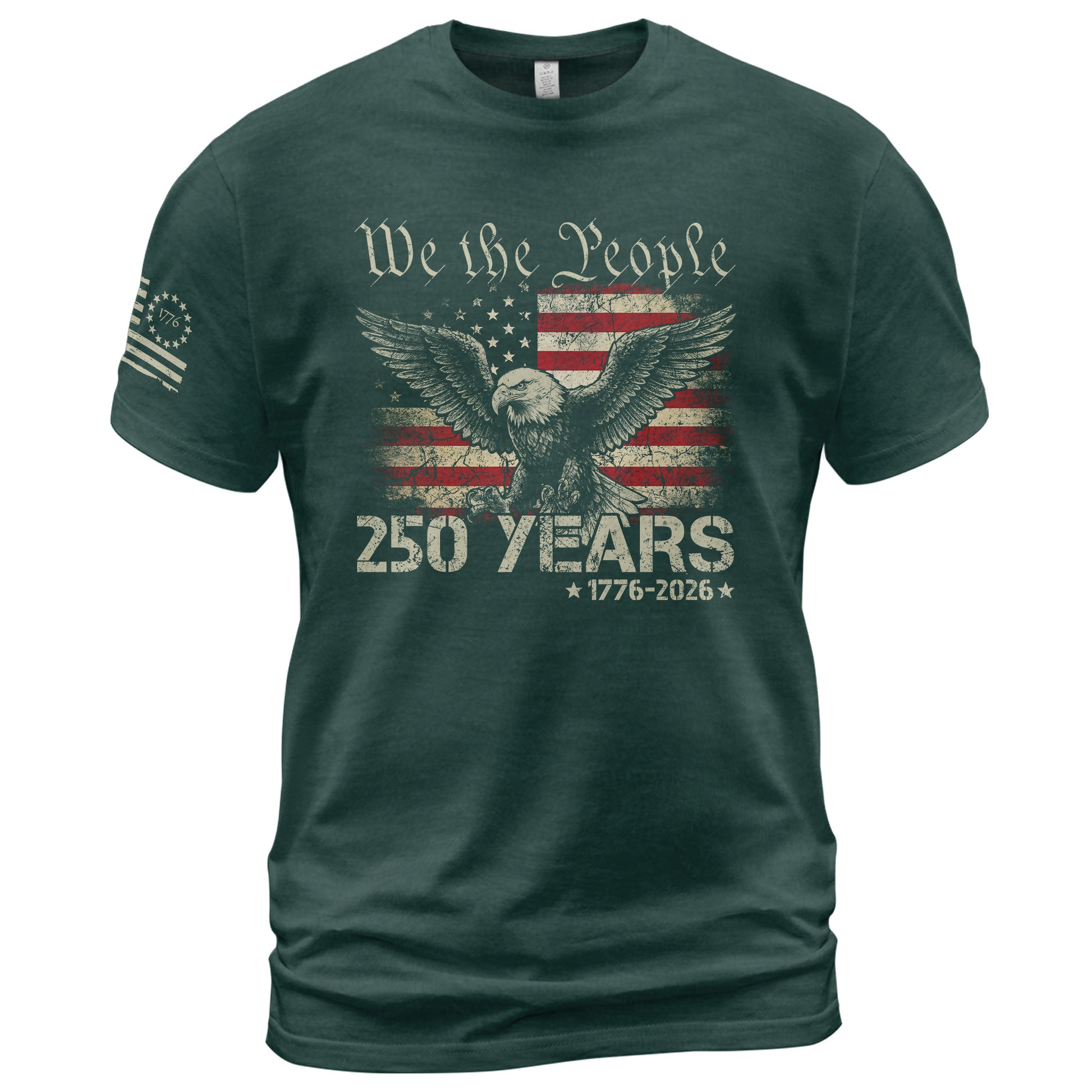 USA 250th Anniversary T-Shirt 250 Years 1776-2026 Winged Eagle Distressed Flag Patriotic - Rust Field Wear