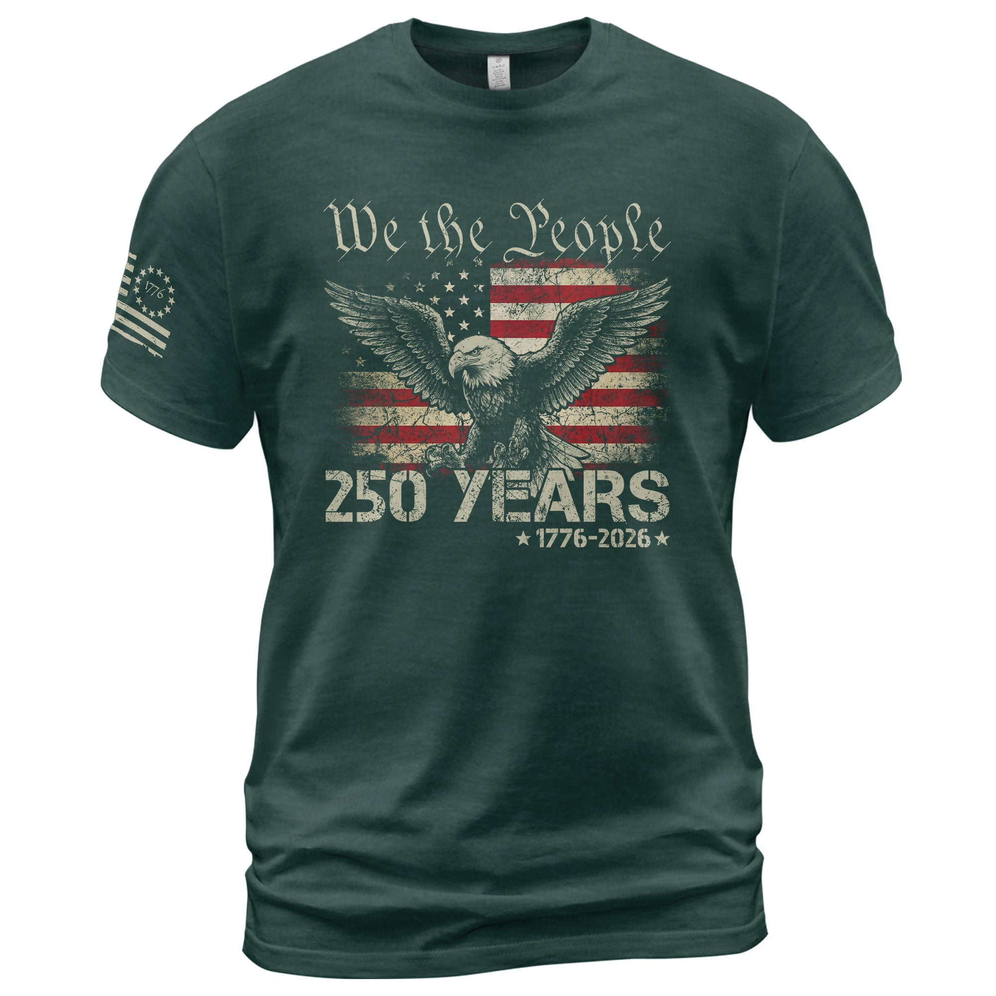 USA 250th Anniversary T-Shirt 250 Years 1776-2026 Winged Eagle Distressed Flag Patriotic - Rust Field Wear