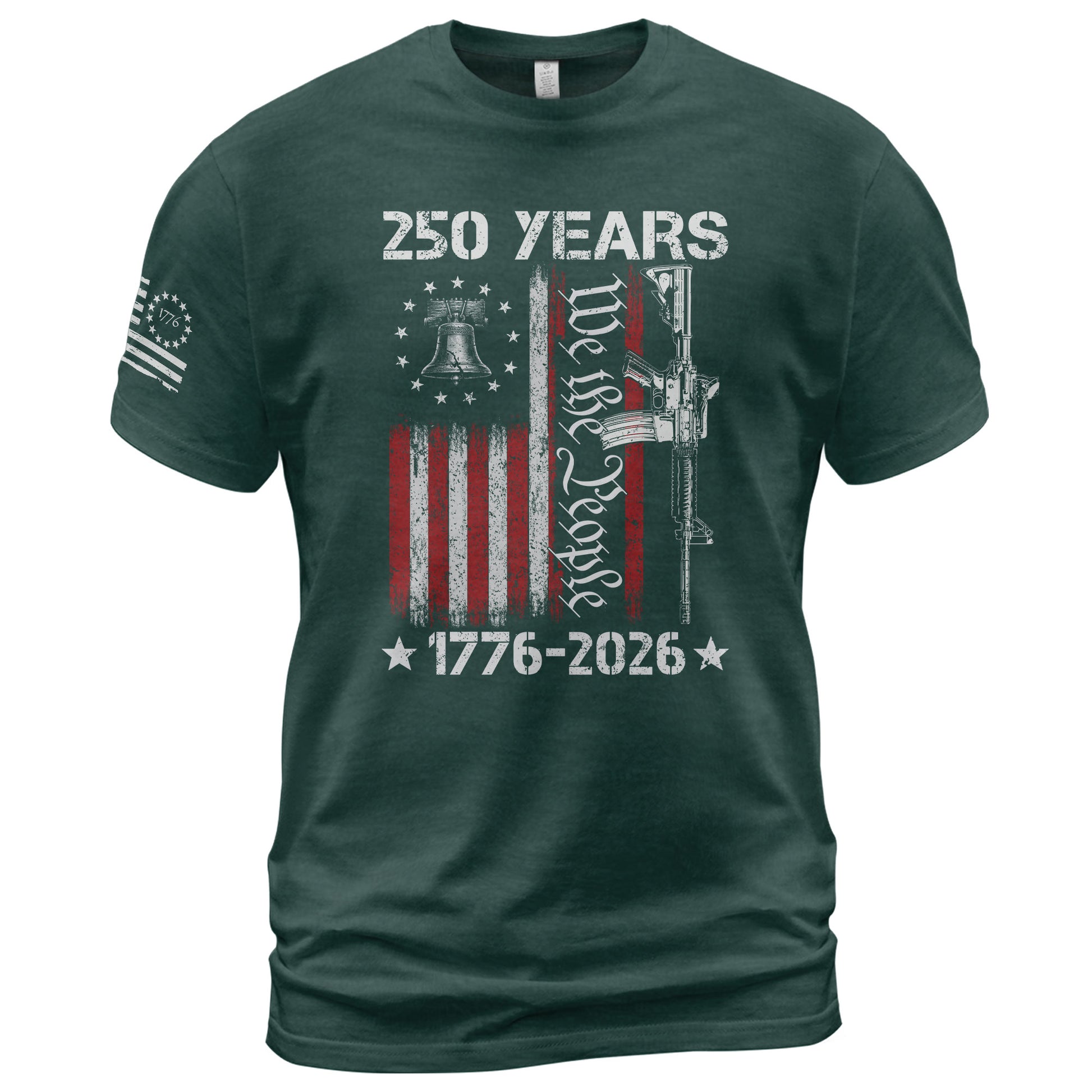 We The People 250th Anniversary T-Shirt 250 Years 1776-2026 Liberty Bell Rifle Patriotic - Rust Field Wear