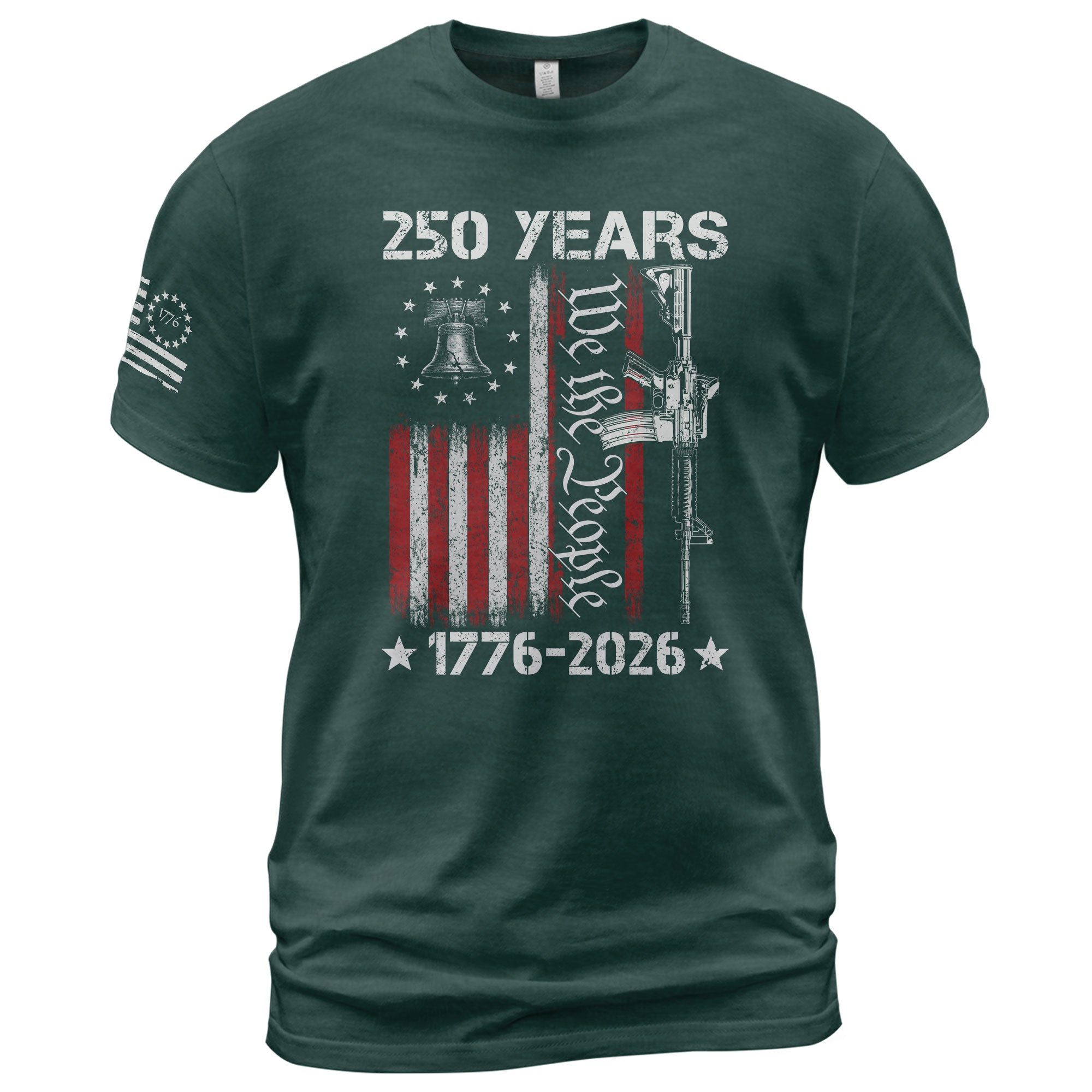 We The People 250th Anniversary T-Shirt 250 Years 1776-2026 Liberty Bell Rifle Patriotic - Rust Field Wear