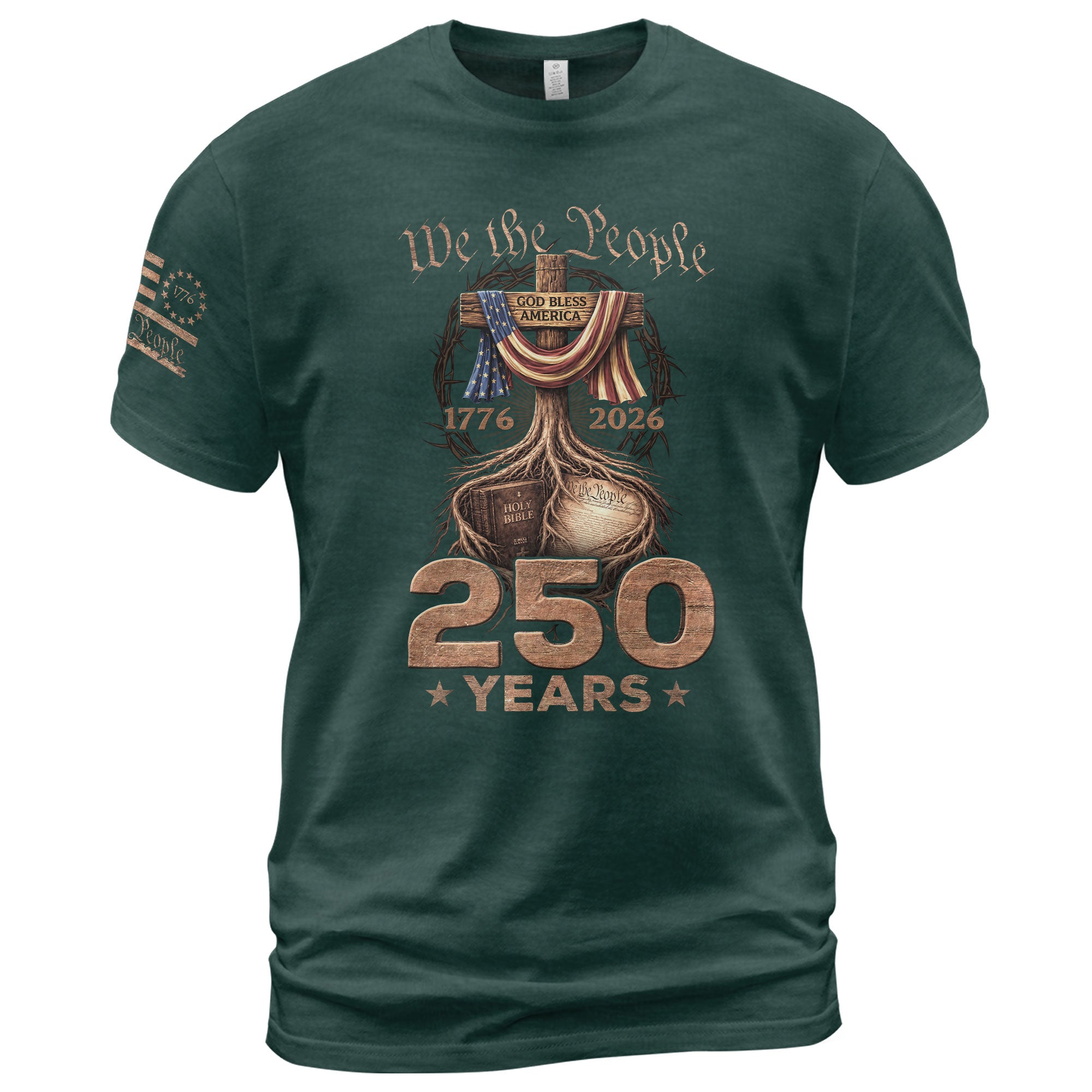 Christian USA Independence Celebration Shirt Patriotic Faith 250 Year Tribute - Rust Field Wear