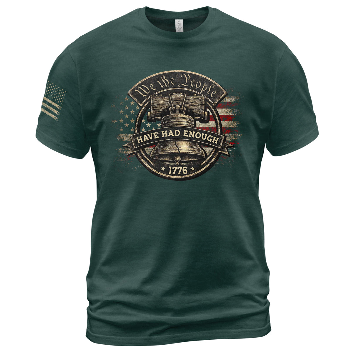 We The People Have Had Enough T-Shirt 1776 Patriot Distressed Liberty Bell Circular Design American Statement Tee - Rust Field Wear