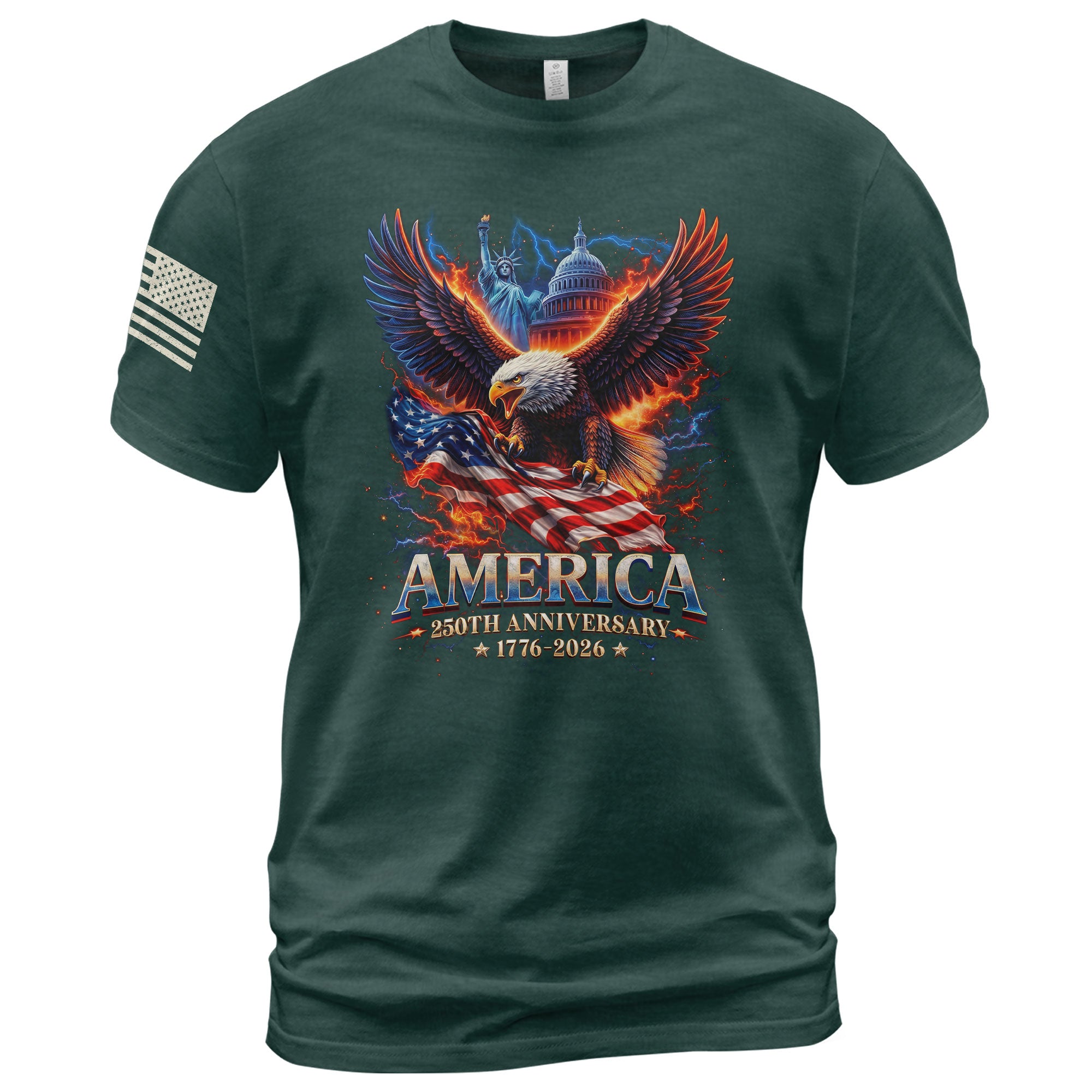 250 Year American Anniversary Shirt - Freedom Eagle Bootleg Graphic Tee - Rust Field Wear