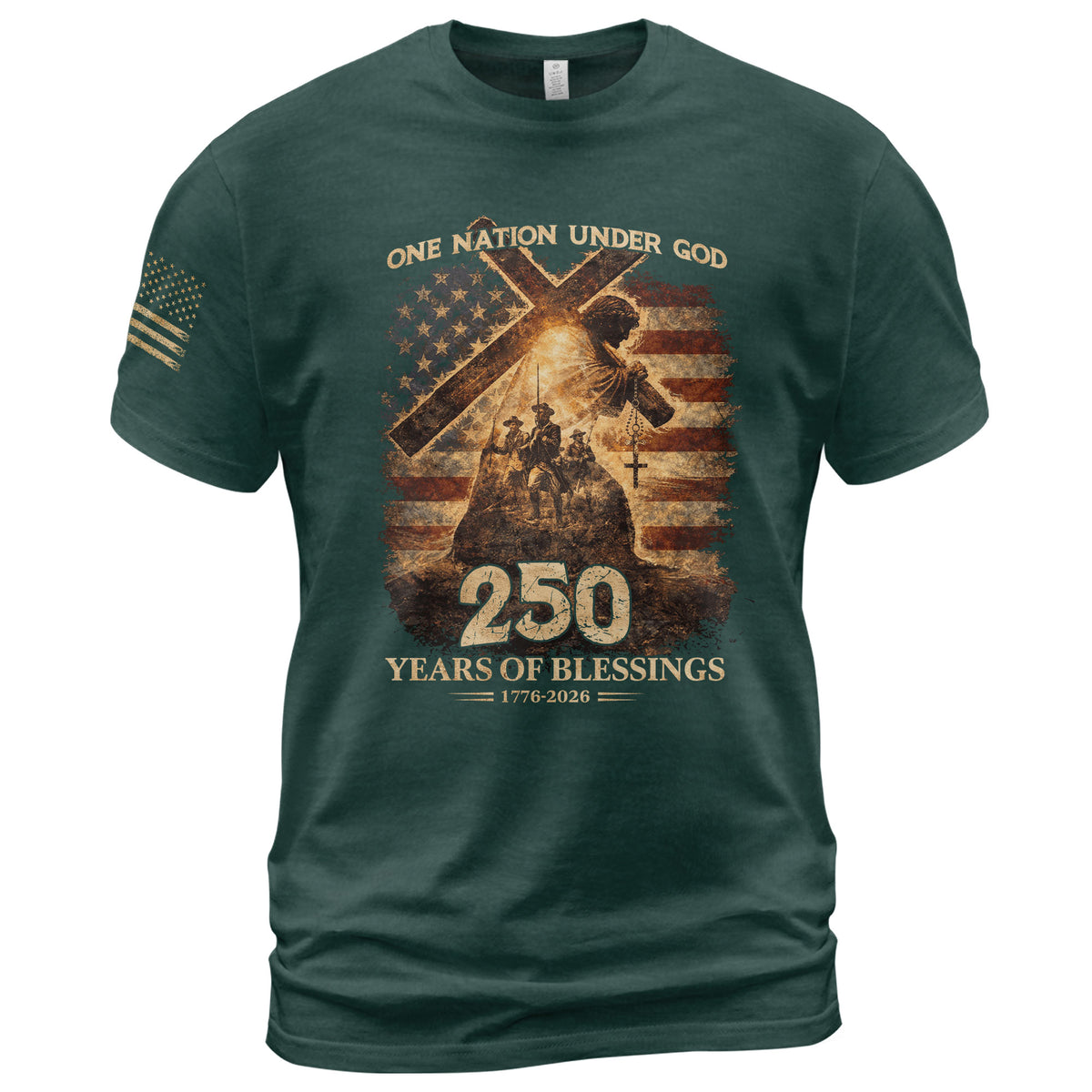 USA 250th Anniversary Shirt – 1776-2026 One Nation Under God 250 Years of Blessings Patriotic Christian Tee - Rust Field Wear