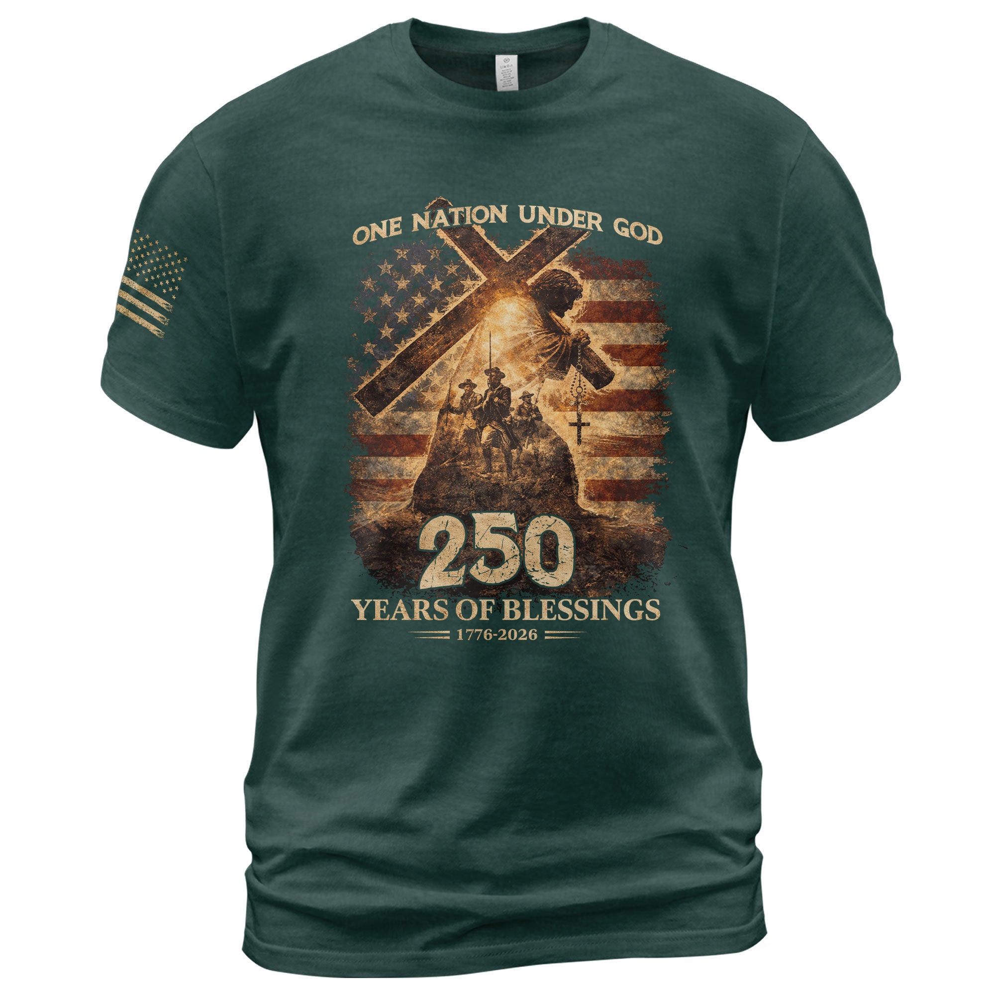 USA 250th Anniversary Shirt – 1776-2026 One Nation Under God 250 Years of Blessings Patriotic Christian Tee - Rust Field Wear